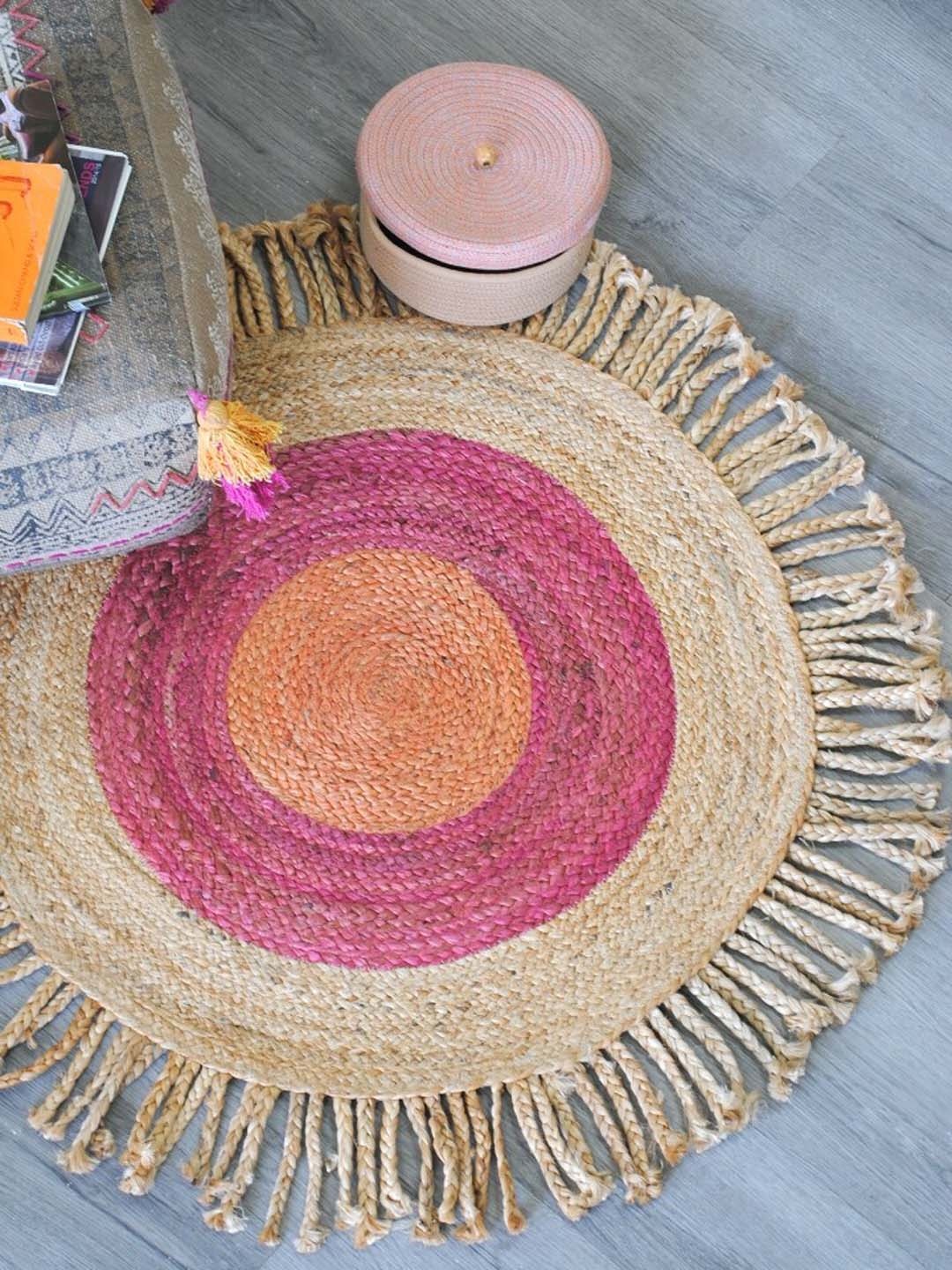 

Art Avenue Carmine Beige & Pink Braided Round Jute Rug