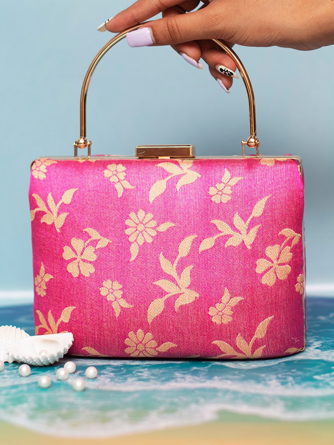 

ARTKLIM Printed Box Clutch, Pink