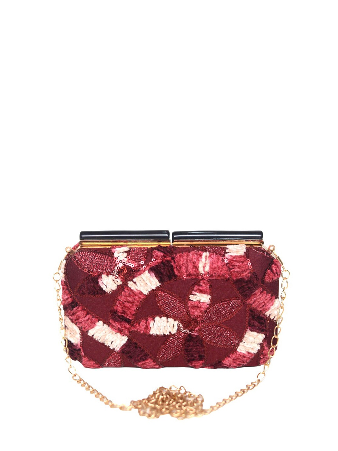

ARTKLIM Floral Embellished Box Clutch, Red