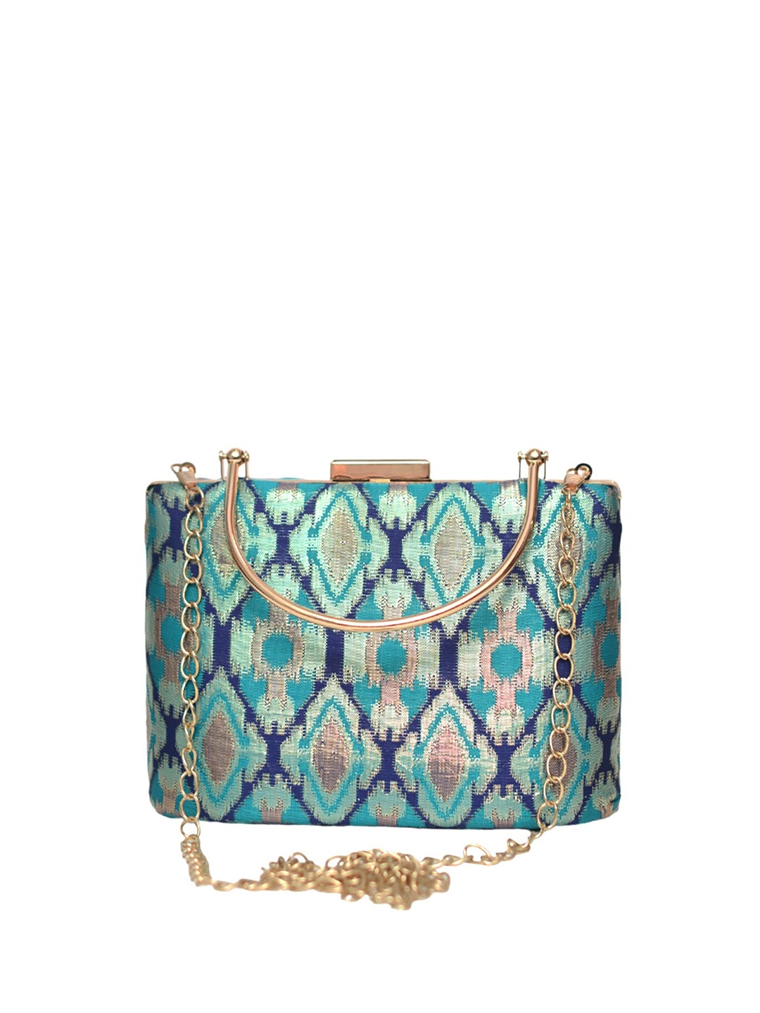 

ARTKLIM Woven Design Box Clutch, Green