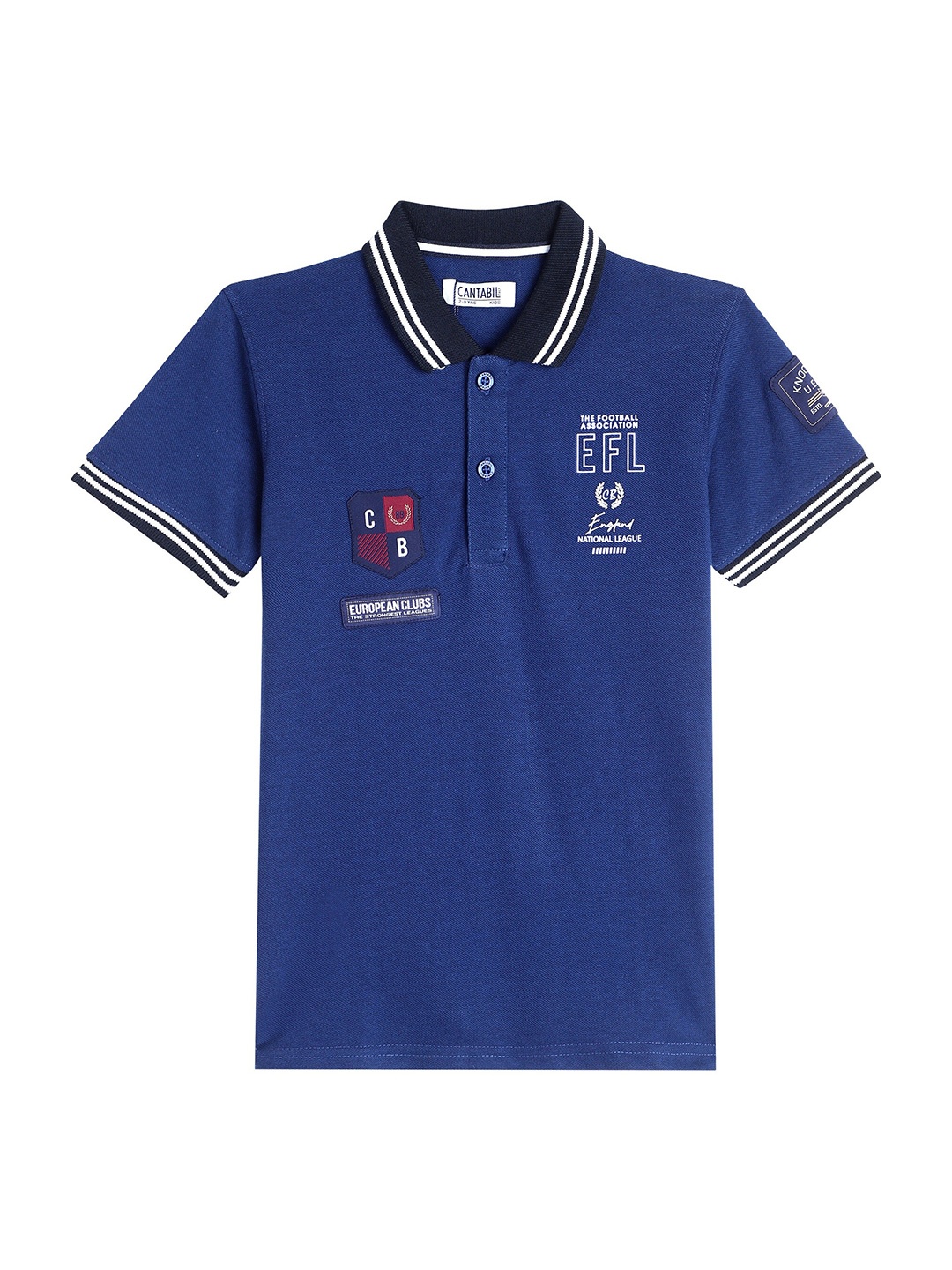 

Cantabil Boys Typography Polo Collar Cotton T-shirt, Blue