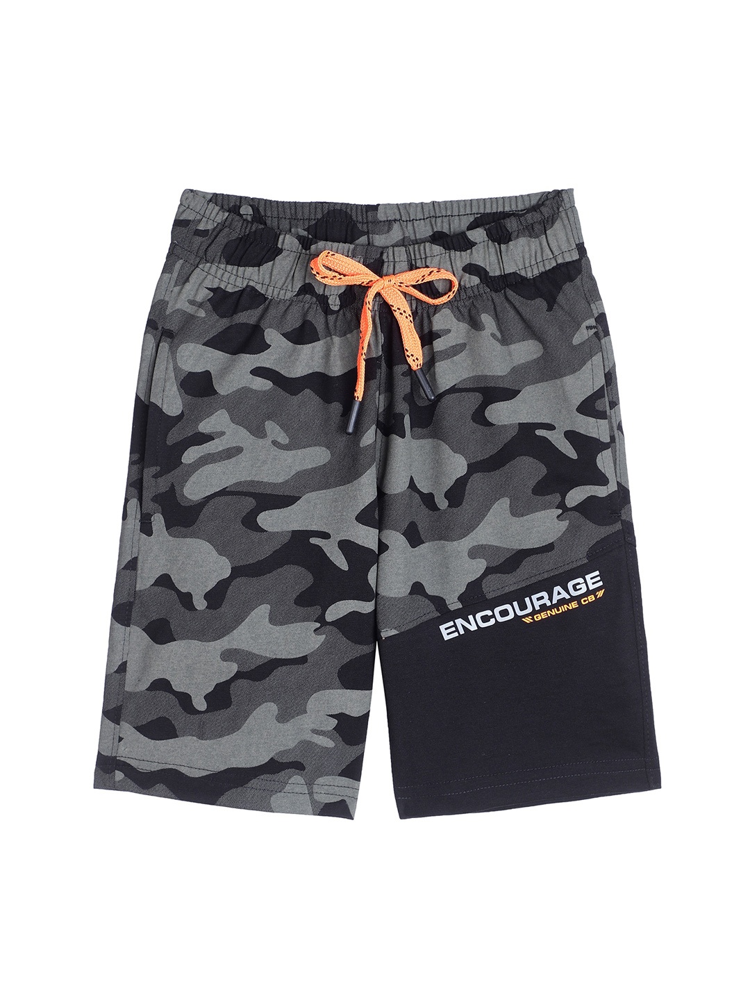 

Cantabil Boys Camouflage Printed Mid-Rise Cotton Shorts, Black