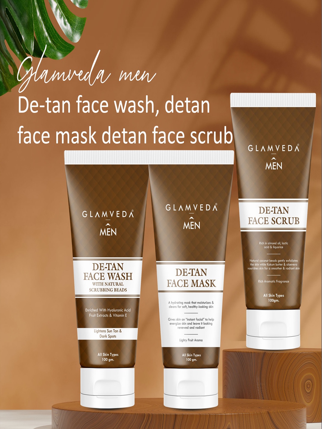 

GLAMVEDA Set Of 3 De-Tan Face Wash - Scrub & Mask, White