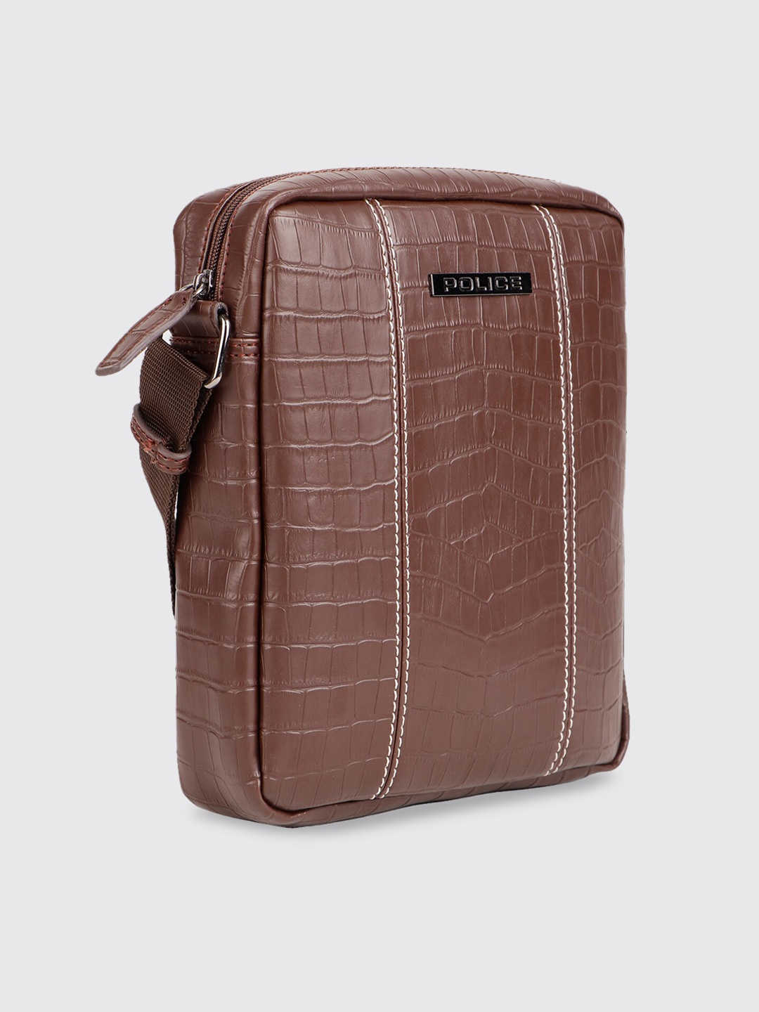 

Police Textured Structured Messenger Bag, Brown