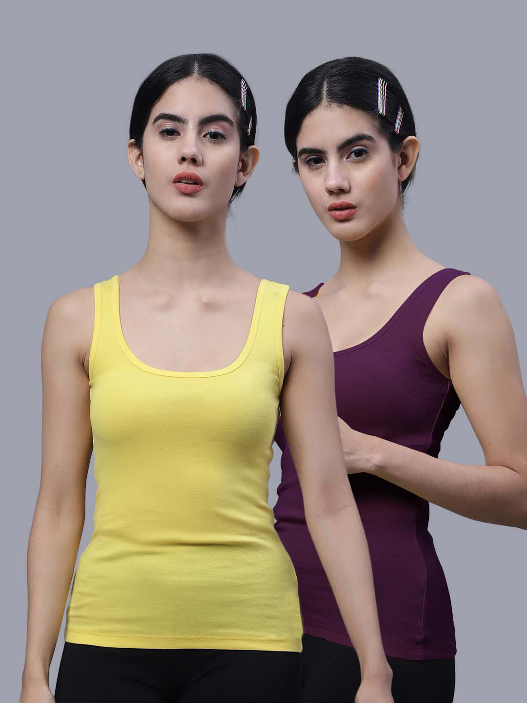 

FBAR Pack Of 2 Cotton Tank Top, Yellow