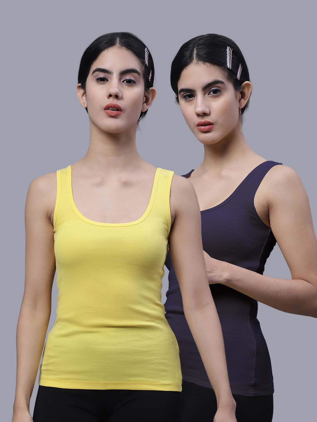 

FBAR Pack Of 2 Scoop Neck Cotton Tank Top, Yellow