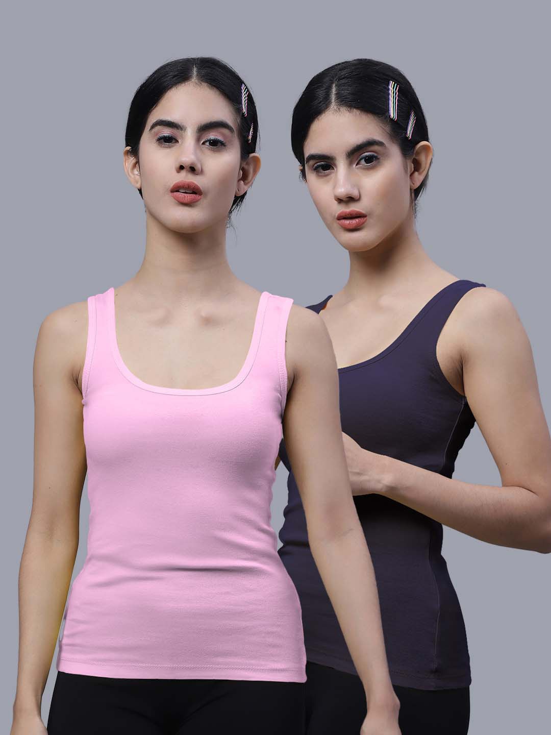 

FBAR Pack Of 2 Skin Friendly Bio Wash Scoop Neck Sleeveless Cotton Tank Tops, Pink