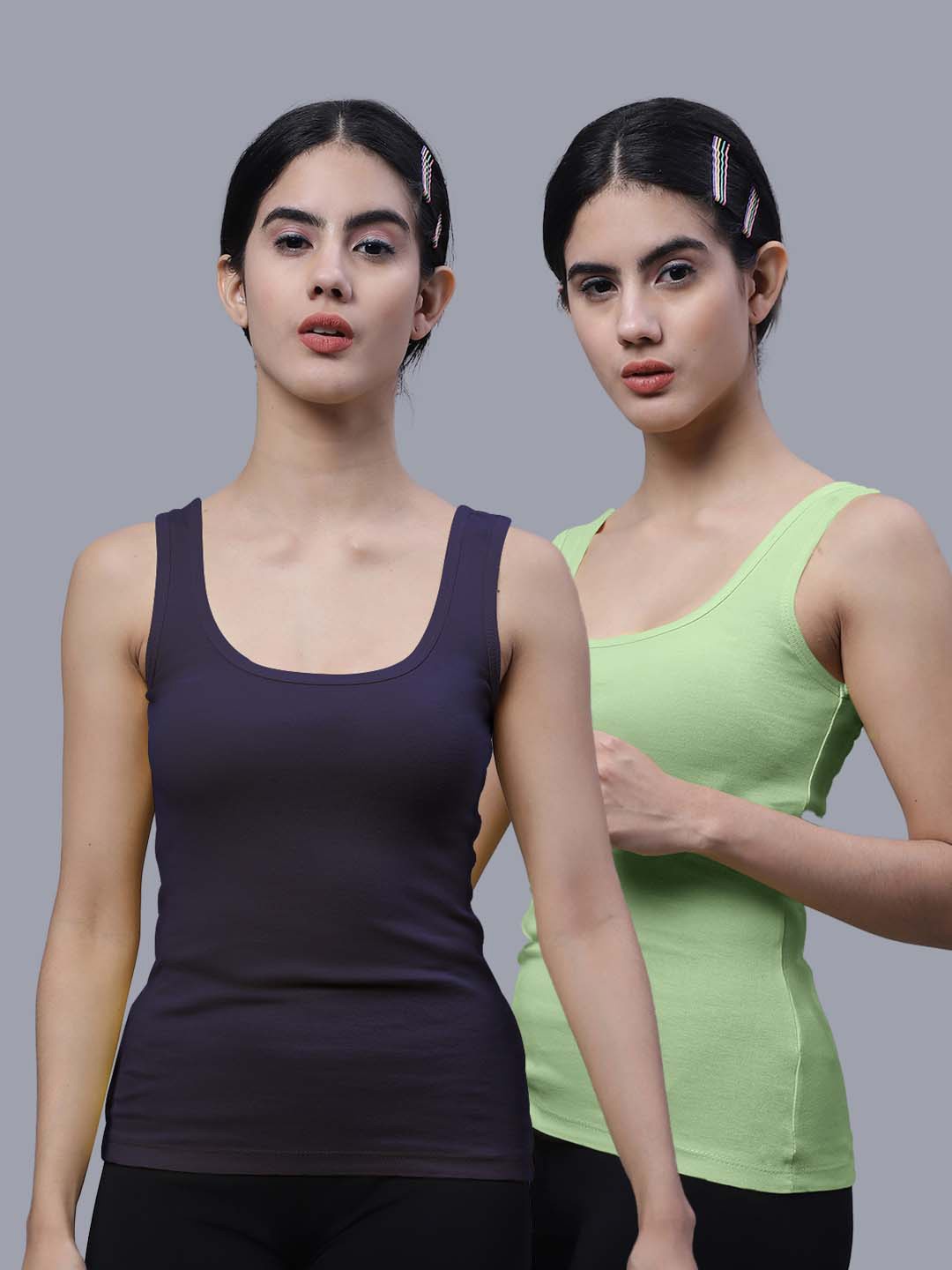 

FBAR Pack Of 2 Scoop Neck Cotton Tank Top, Green