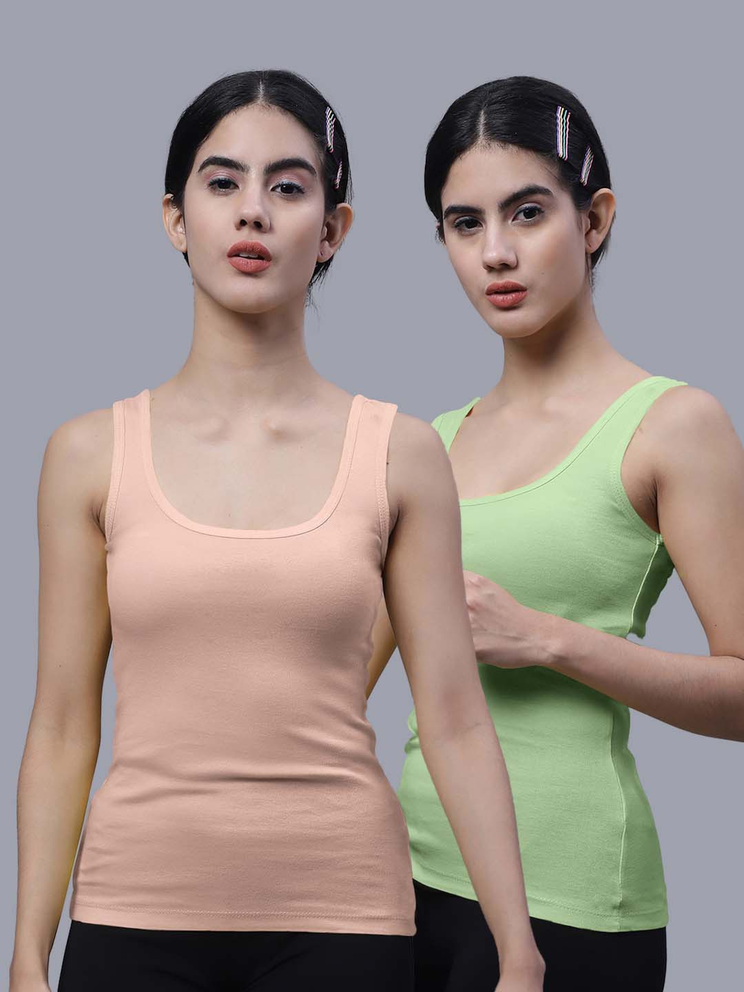

FBAR Pack Of 2 Scoop Neck Sleeveless Cotton Tank Tops, Coral
