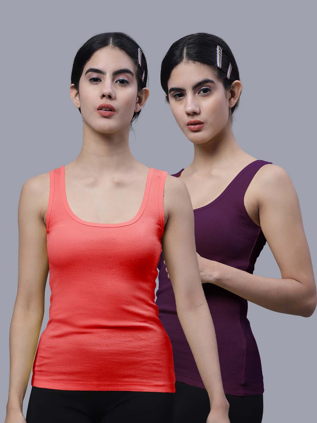 

FBAR Pack Of 2 Scoop Neck Cotton Tank Top, Purple