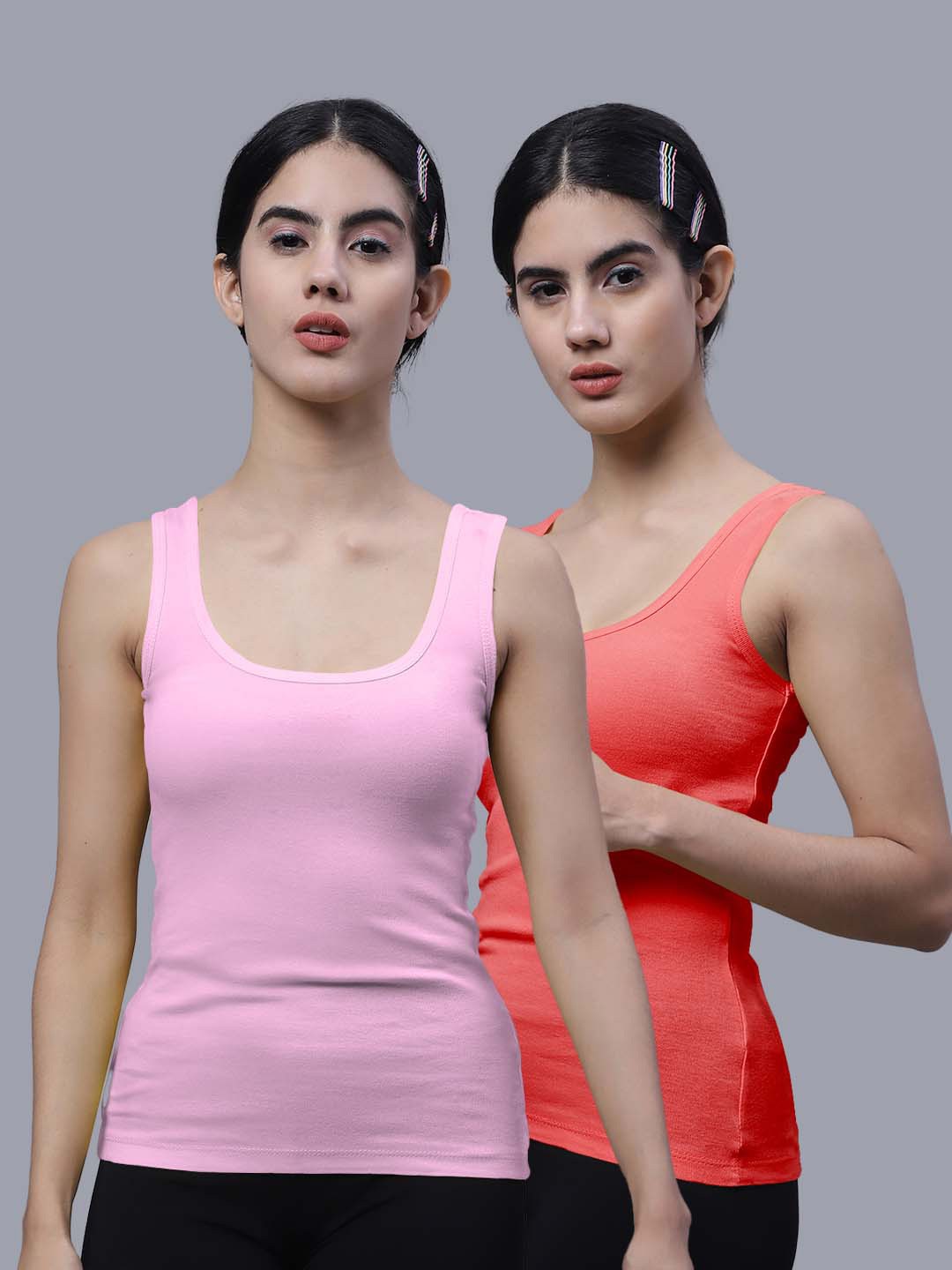

FBAR Pack Of 2 Skin Friendly Bio Wash Scoop Neck Sleeveless Cotton Tank Top, Pink