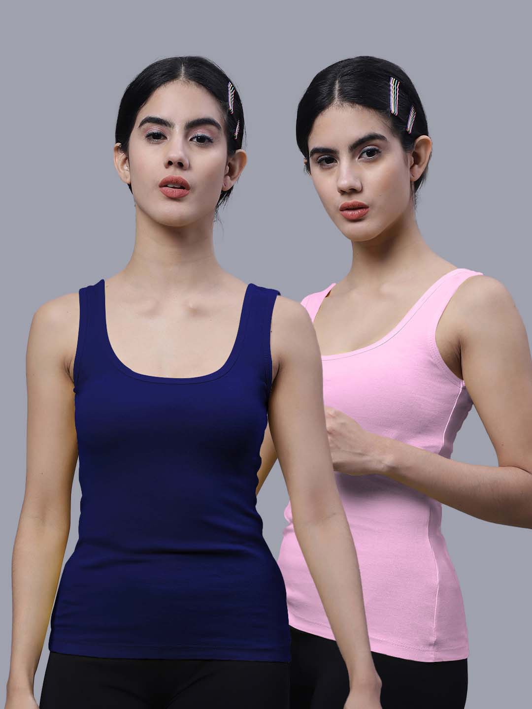 

FBAR Pack Of 2 Cotton Tank Tops, Navy blue