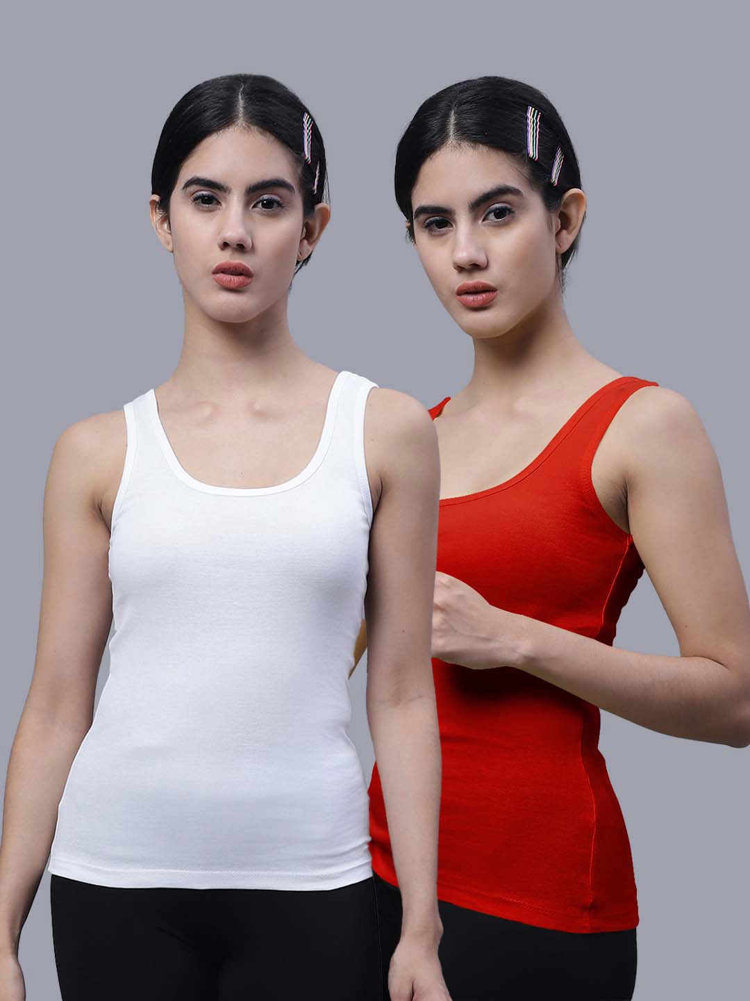 

FBAR Pack Of 2 Scoop Neck Skin Friendly Cotton Tank Top, White