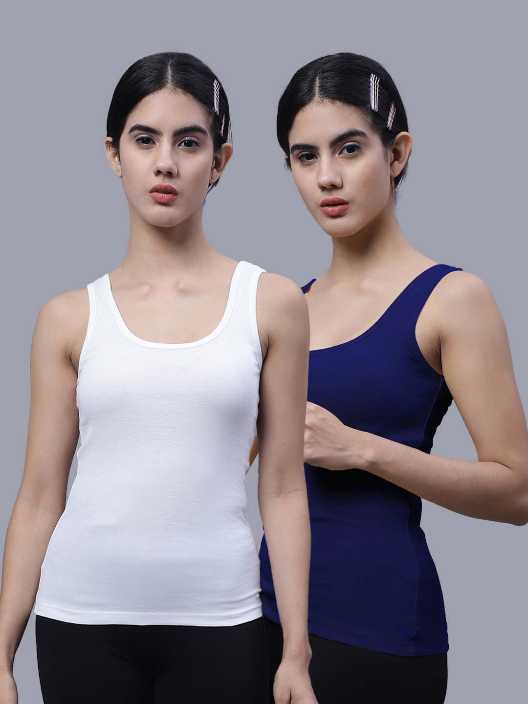 

FBAR Pack Of 2 Scoop Neck Cotton Tank Top, Blue