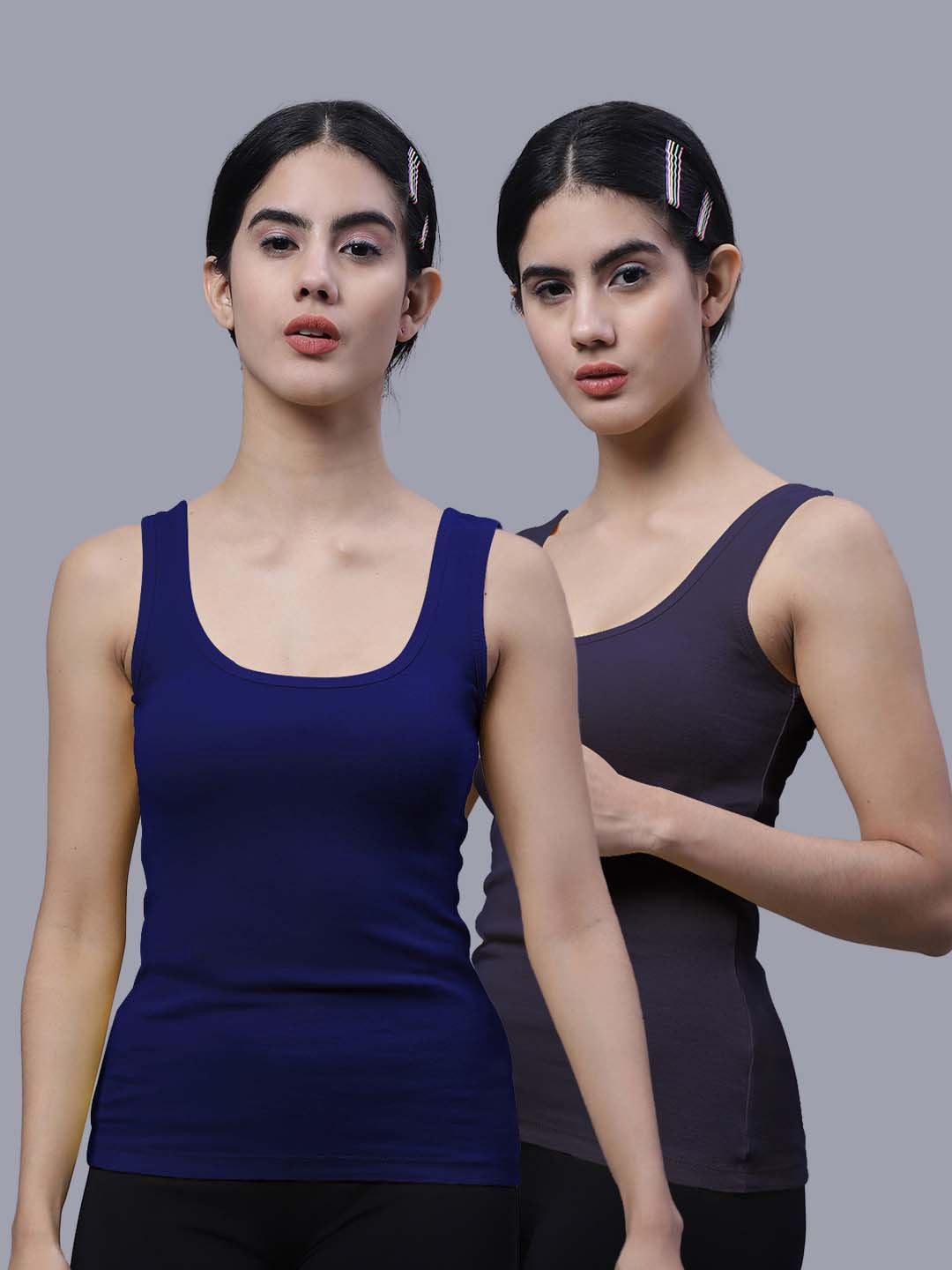 

FBAR Pack Of 2 Cotton Tank Top, Navy blue