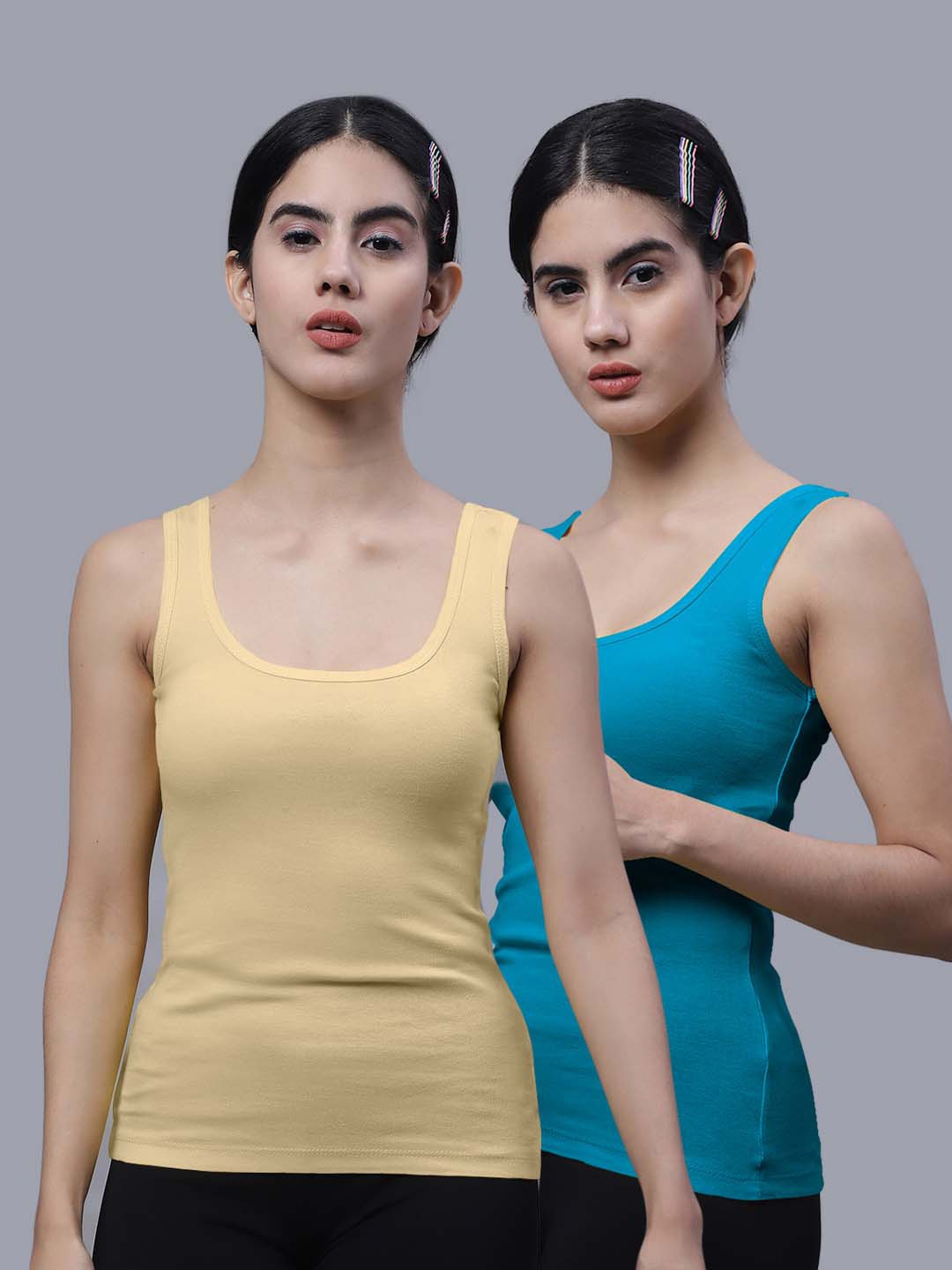

FBAR Pack Of 2 Scoop Neck Skin Friendly Cotton Tank Top, Beige