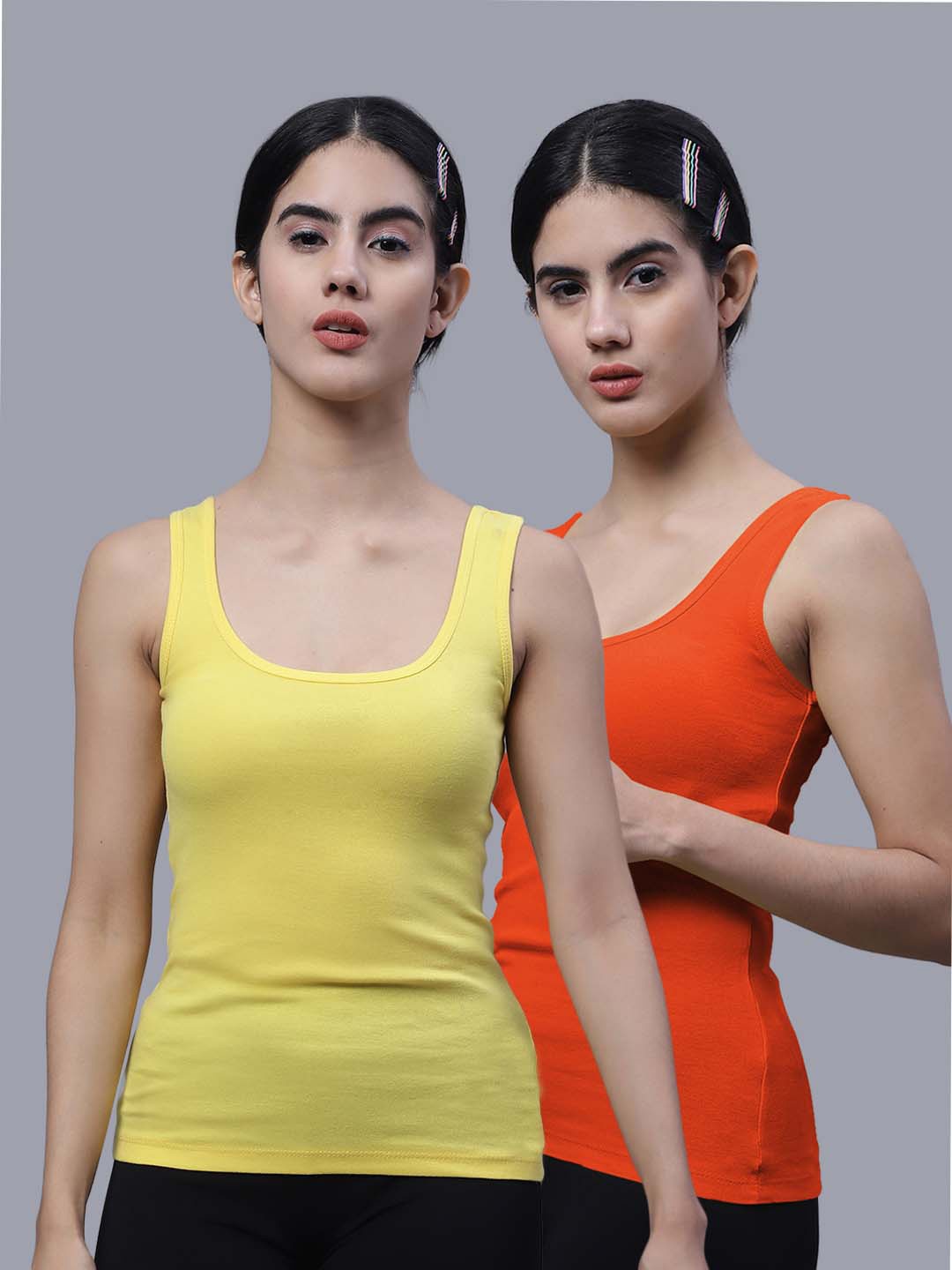 

FBAR Pack Of 2 Scoop Neck Cotton Tank Top, Yellow