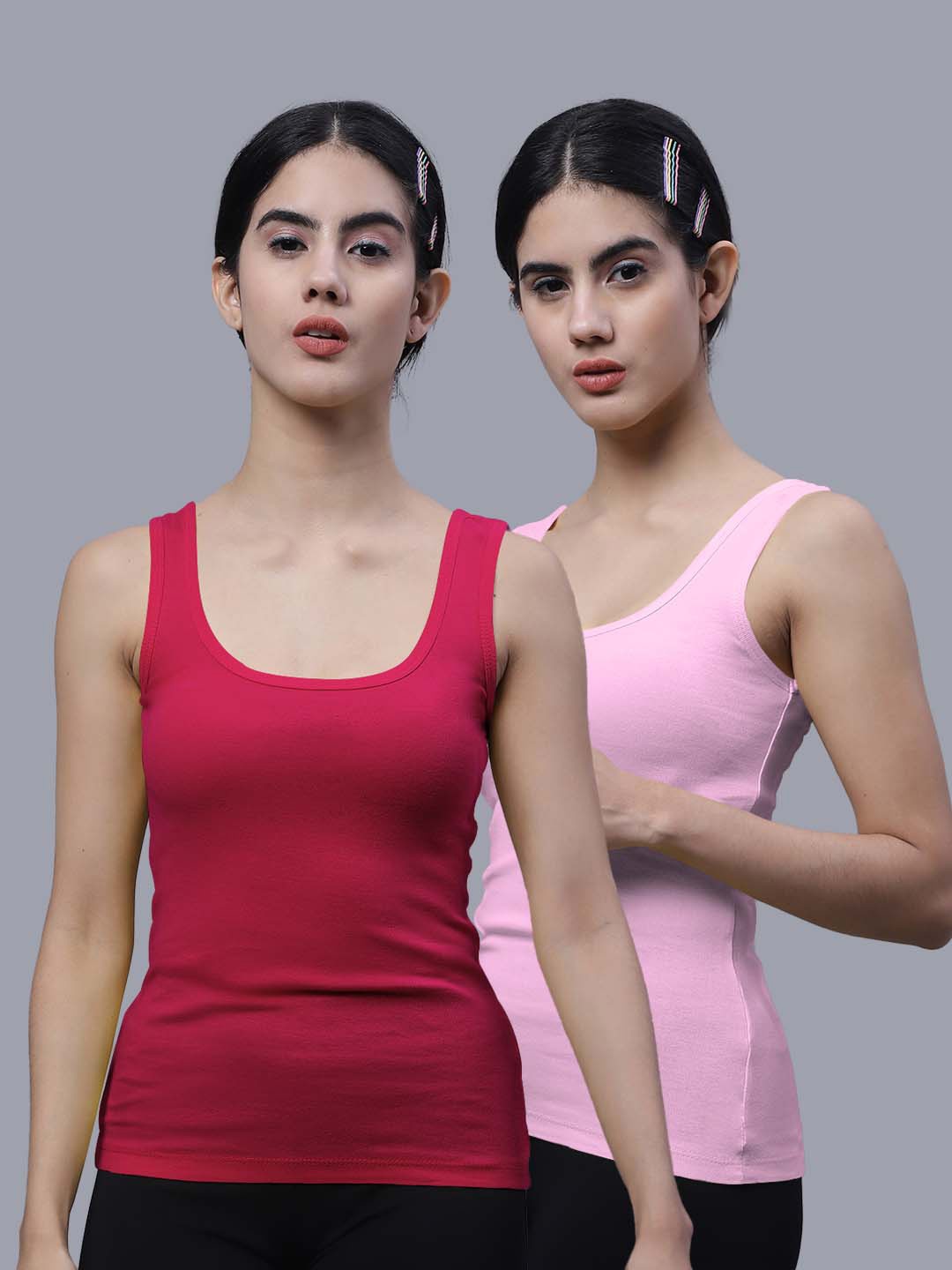 

FBAR Pack of 2 Scoop Neck Cotton Tank Tops, Pink