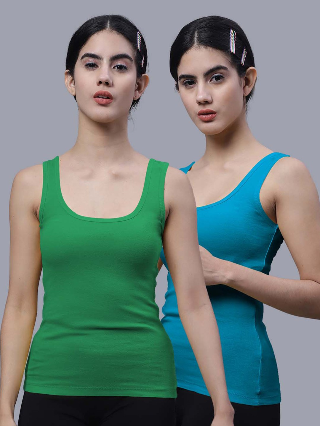 

FBAR Pack Of 2 Cotton Tank Top, Green