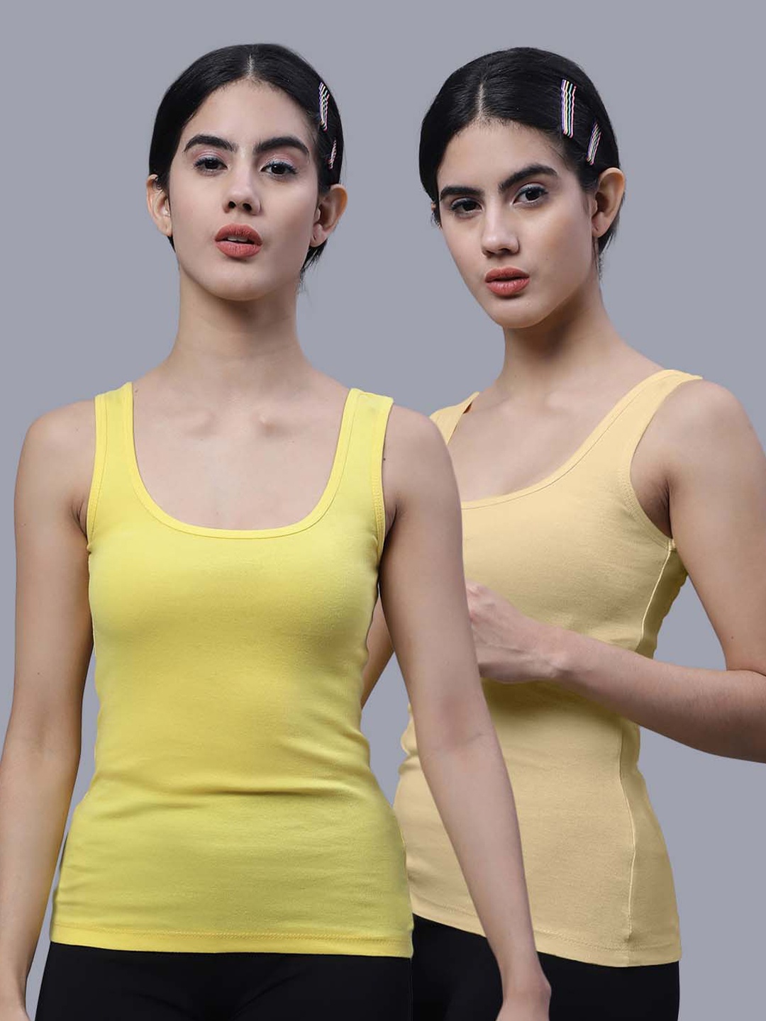 

FBAR Pack Of 2 Cotton Tank Tops, Yellow