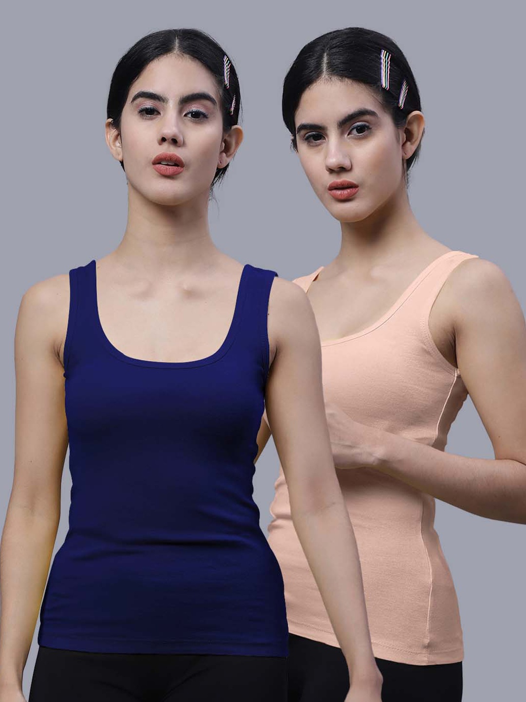 

FBAR Pack Of 2 Cotton Tank Tops, Navy blue