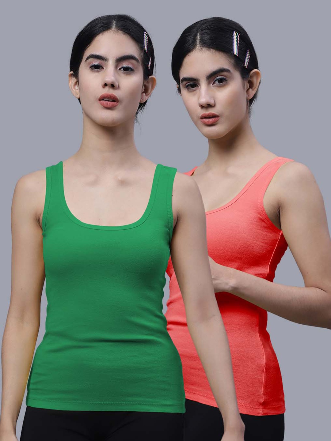 

FBAR Pack Of 2 Cotton Tank Tops, Green