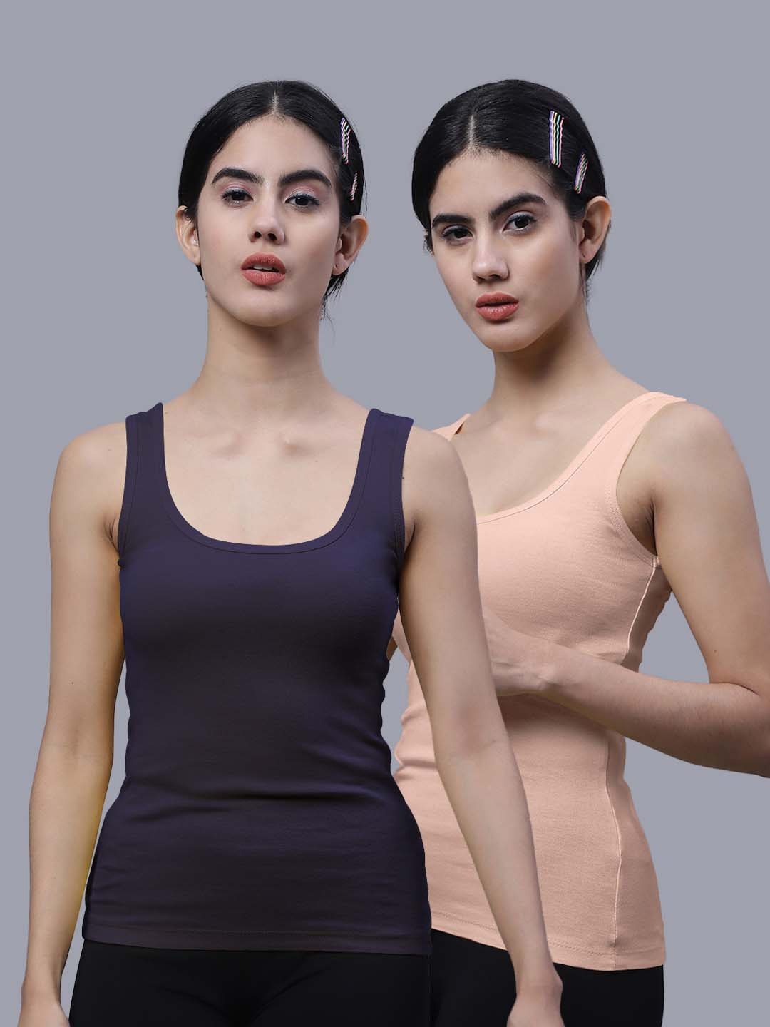 

FBAR Pack Of 2 Cotton Tank Top, Navy blue