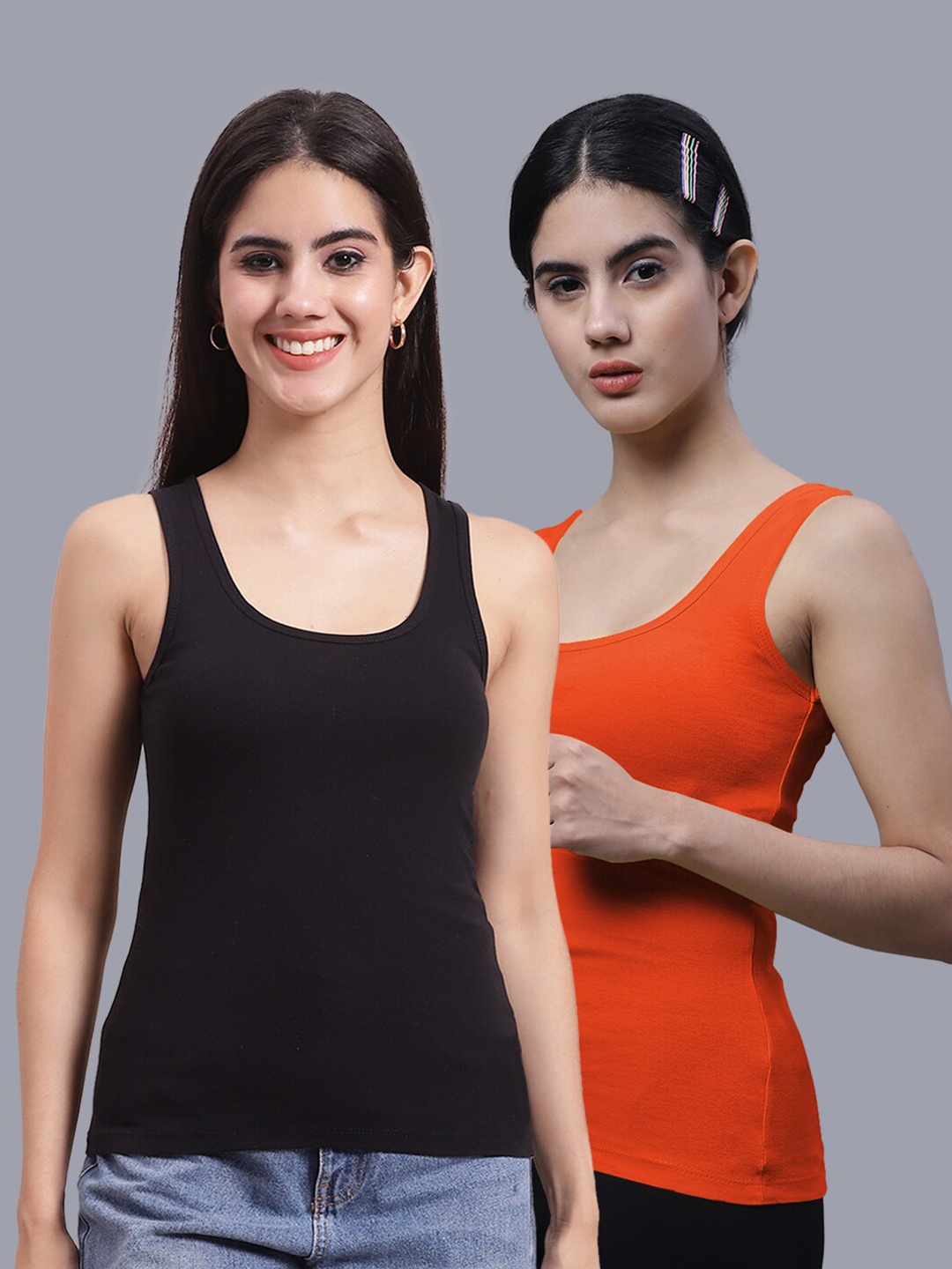 

FBAR Pack Of 2 Sleeveless Ribbed Cotton Tank Tops, Black