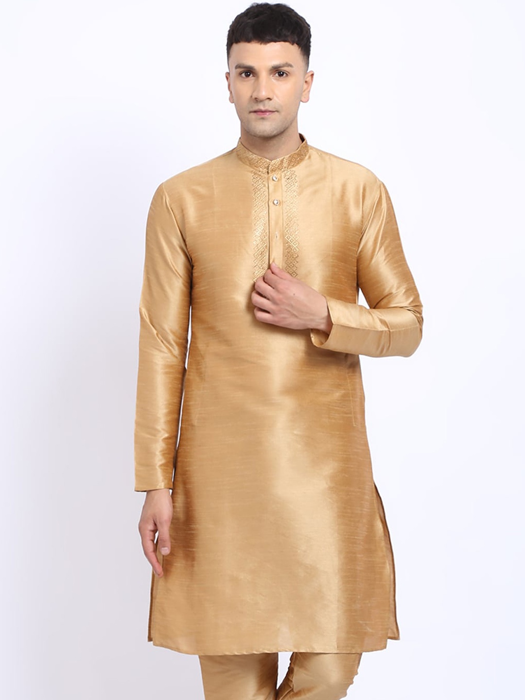 

TREEMODA Mandarin Collar Kurta, Gold