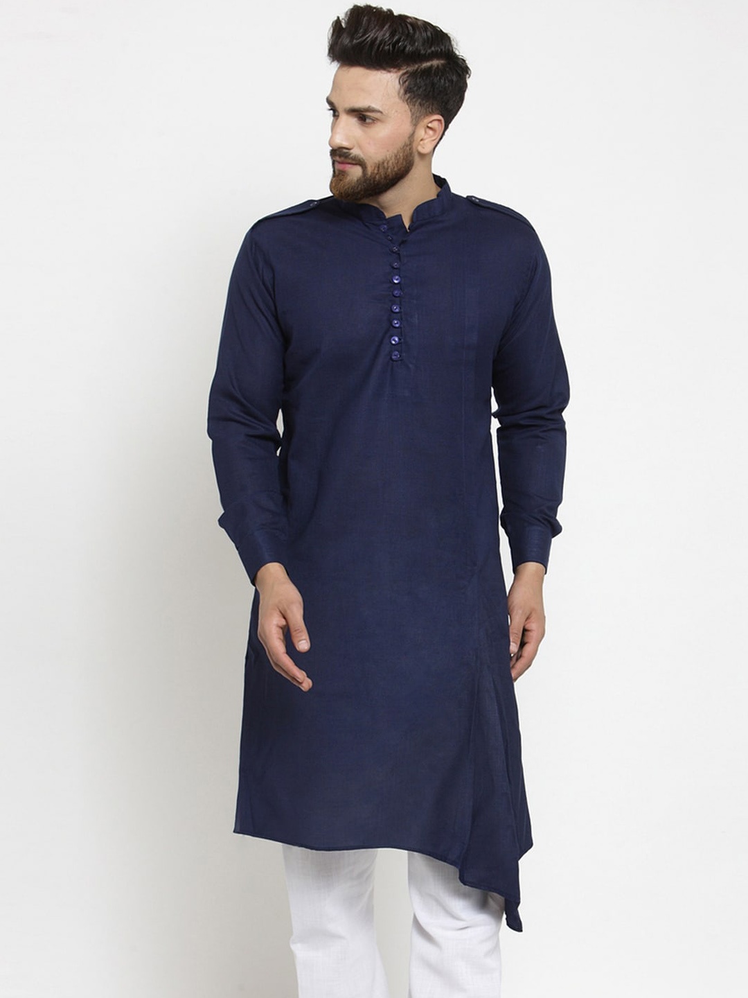 

TREEMODA Pure Cotton Straight Kurta, Navy blue