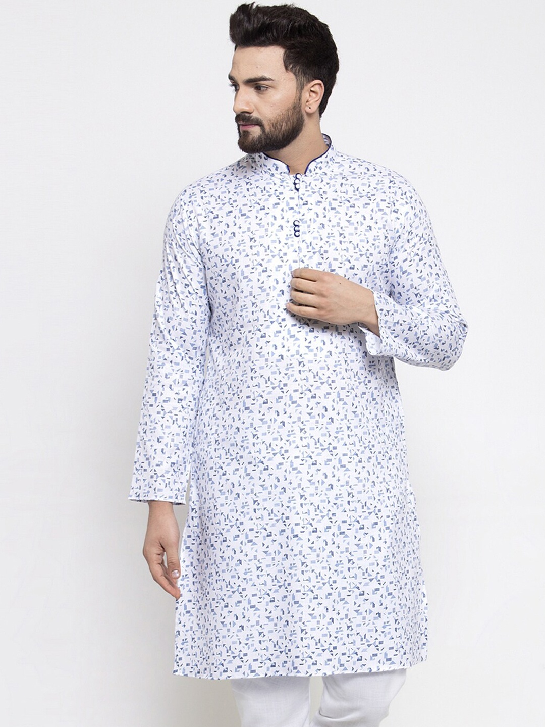 

TREEMODA Printed Pure Cotton Straight Kurta, Blue