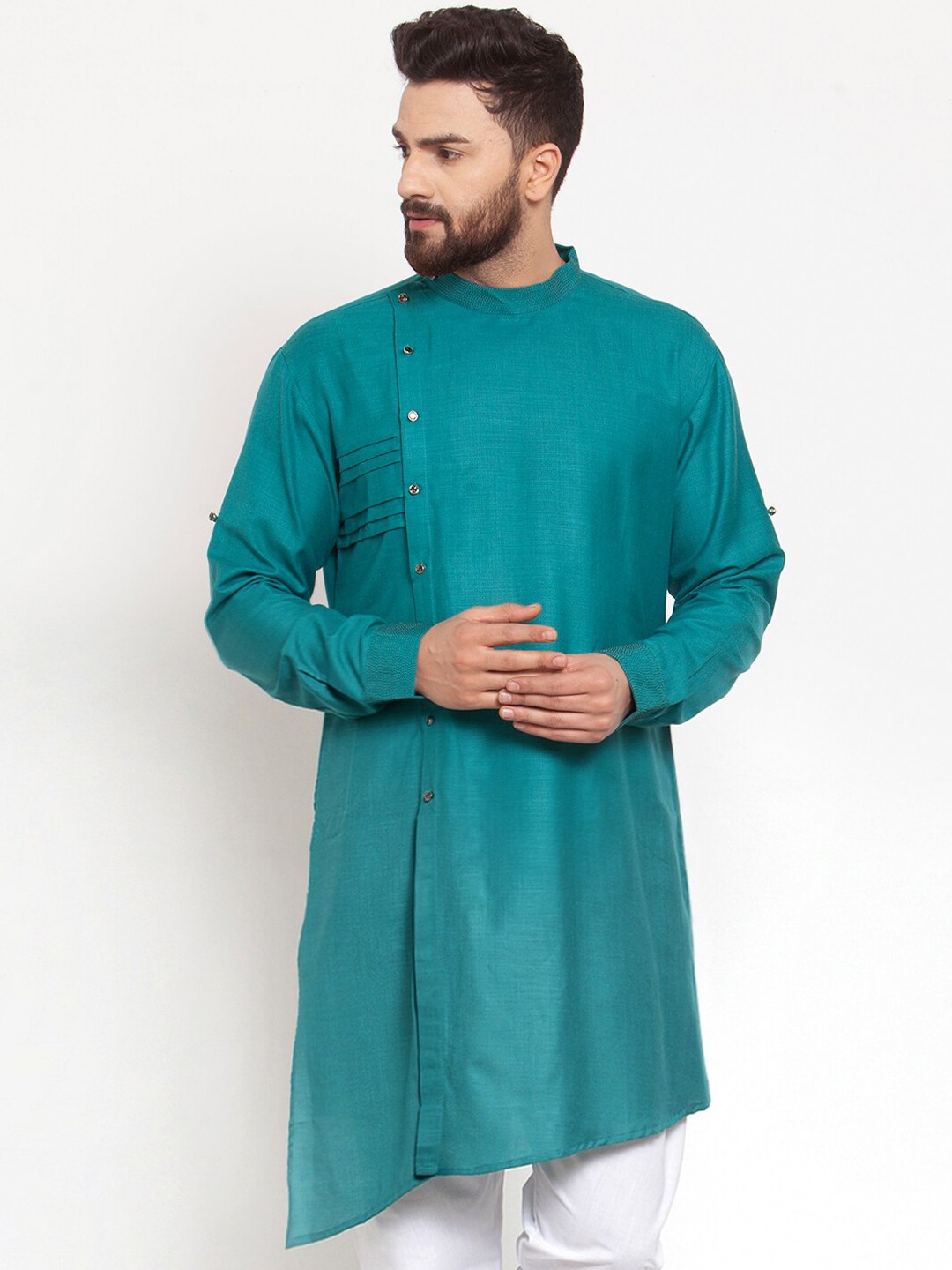 

TREEMODA Regular Sleeves Pure Cotton Straight Kurta, Green