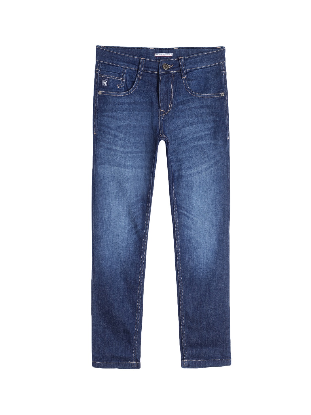 

Cantabil Boys Comfort Clean Look Heavy Fade Mid-Rise Cotton Jeans, Blue