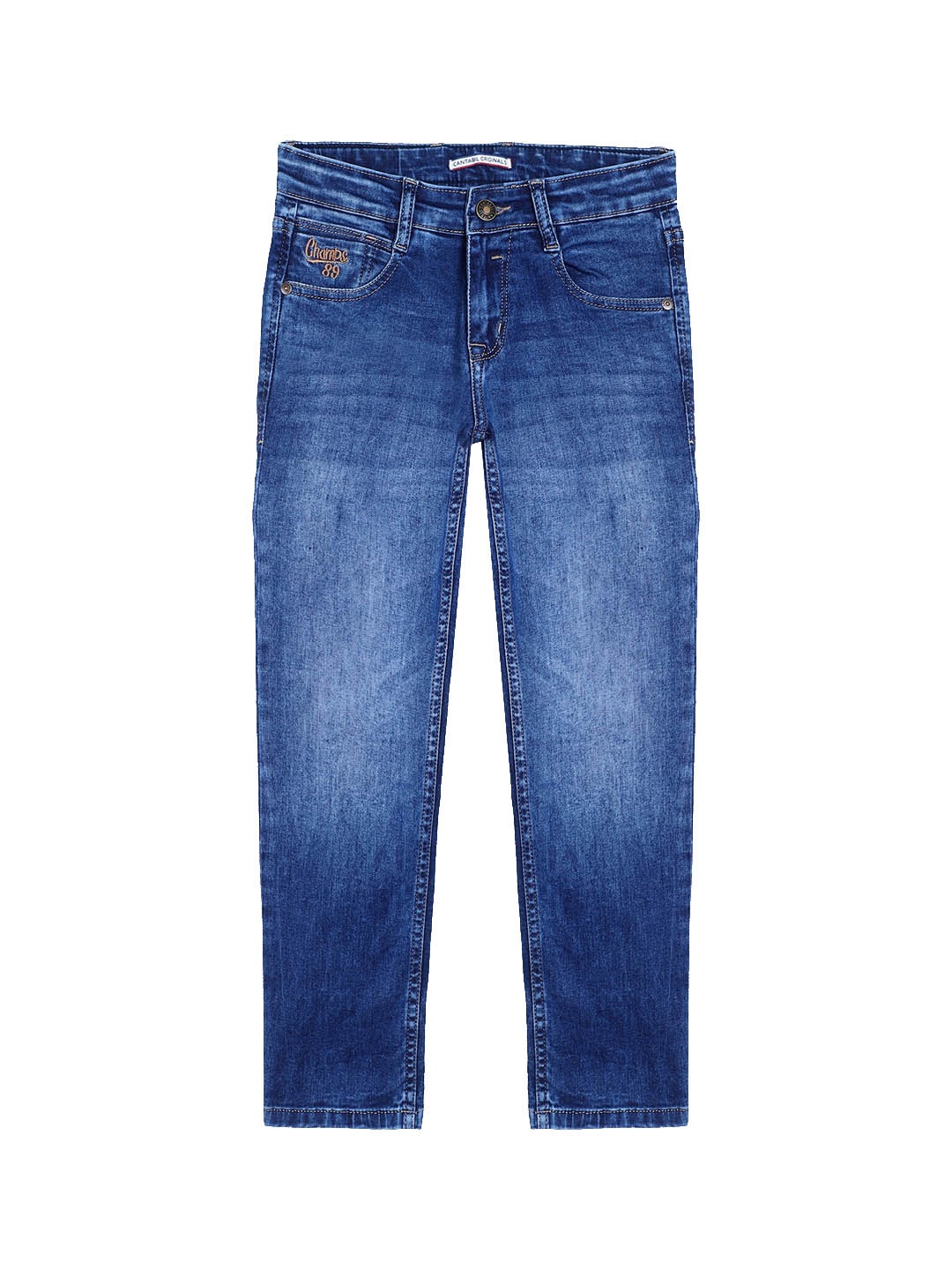 

Cantabil Boys Comfort Heavy Fade Mid-Rise Cotton Jeans, Blue