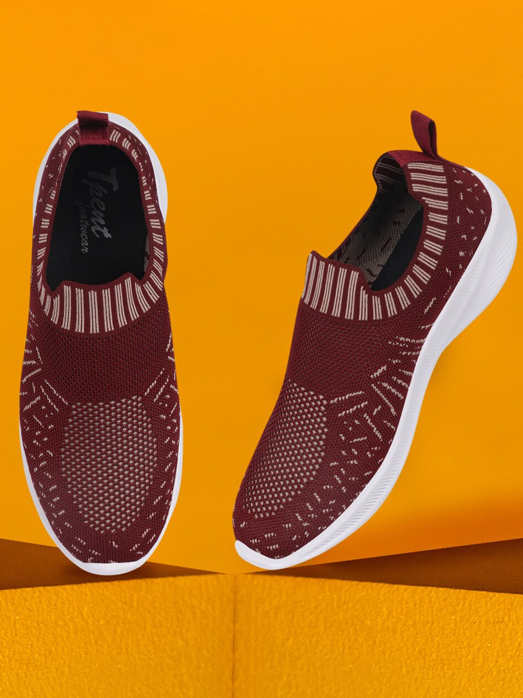 

TPENT Women Anti-Odour Mesh Running Non-Marking Shoes, Maroon