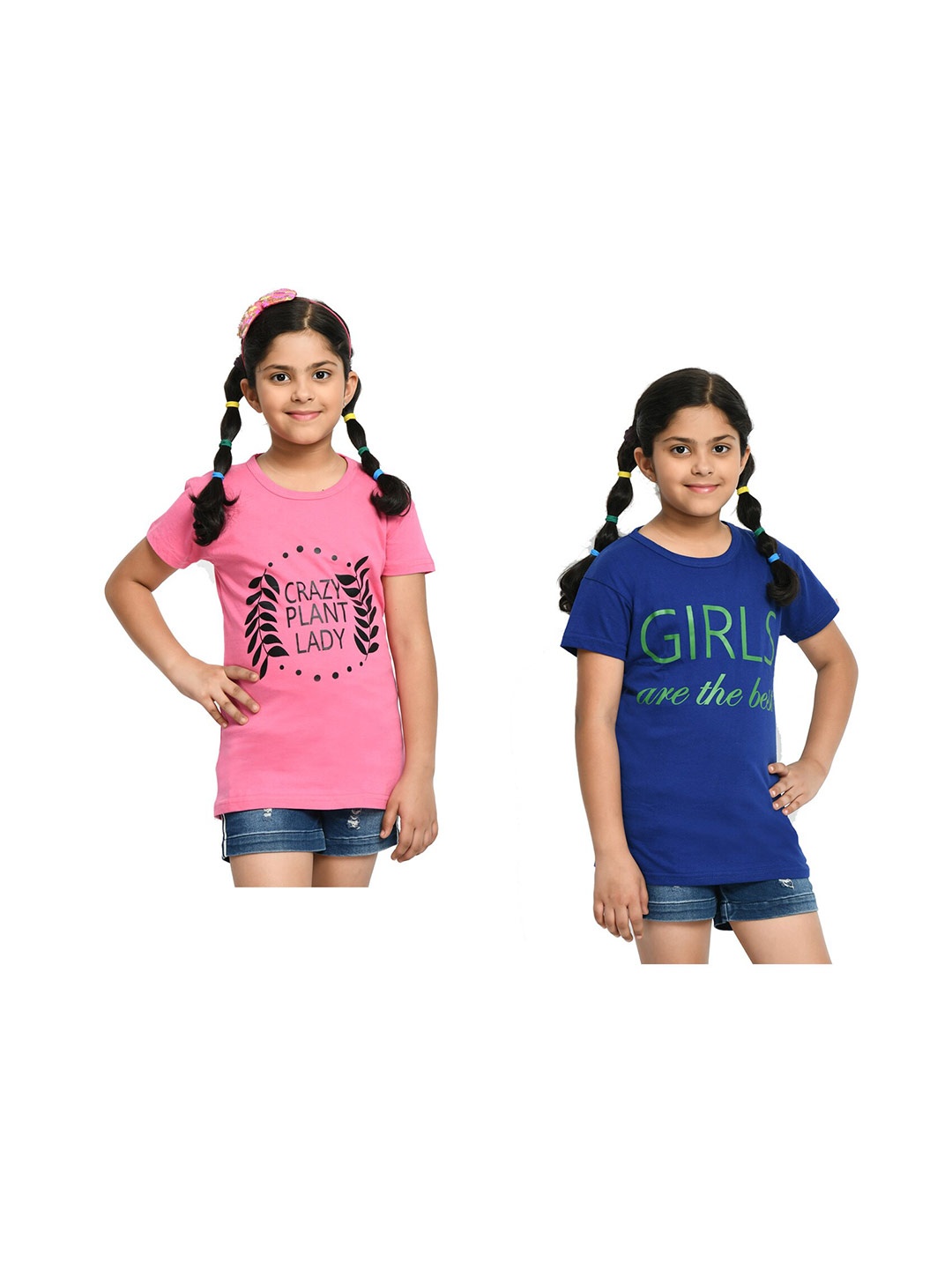 

BAESD Girls Pack Of 2 Typography Printed Cotton T-shirt, Pink
