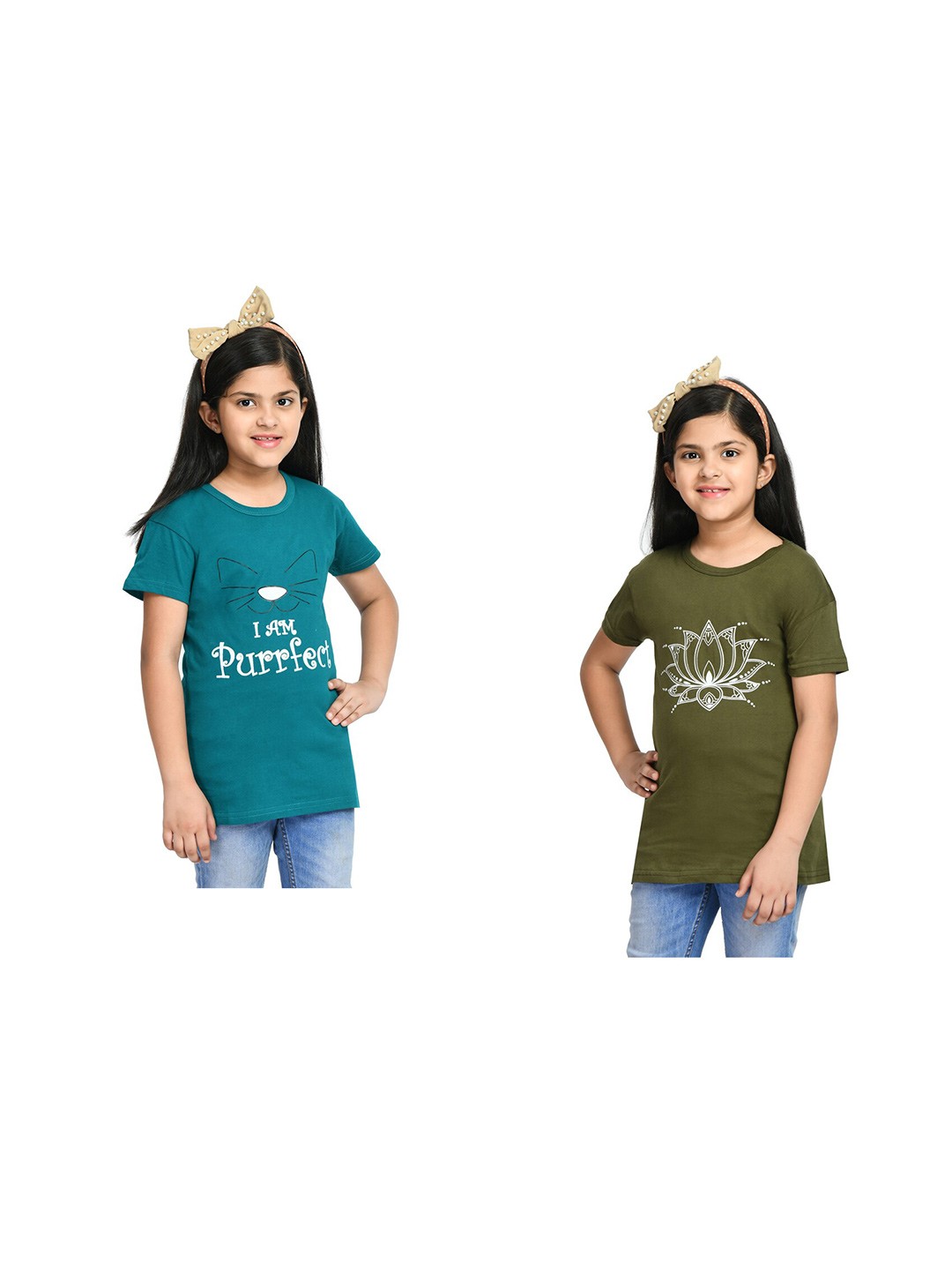 

BAESD Girls Pack Of 2 Printed Cotton T-shirts, Blue