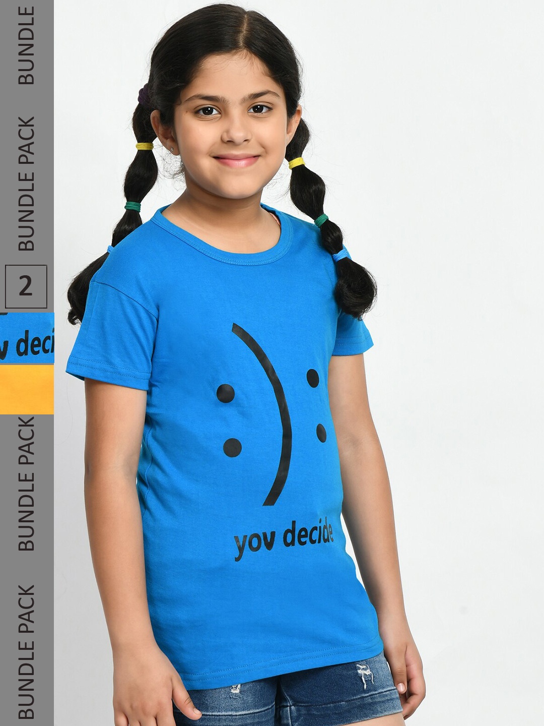 

BAESD Girls Pack of 2 Graphic Printed Cotton T-shirts, Blue