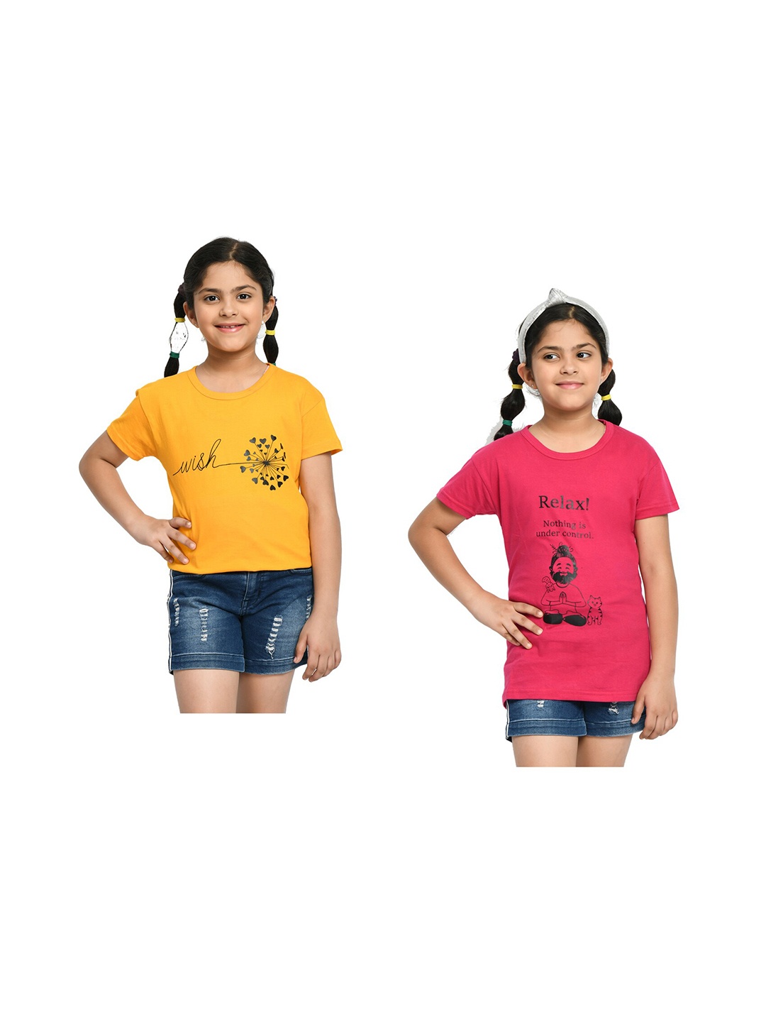 

BAESD Girls Pack of 2 Graphic Printed Cotton T-shirts, Pink