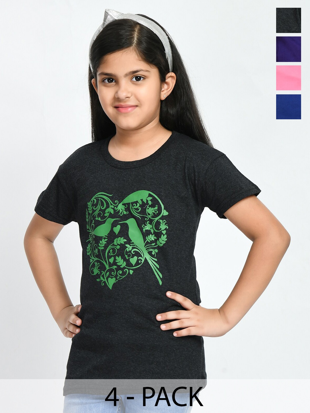

BAESD Pack of 4 Graphic Printed Cotton T-shirt, Blue