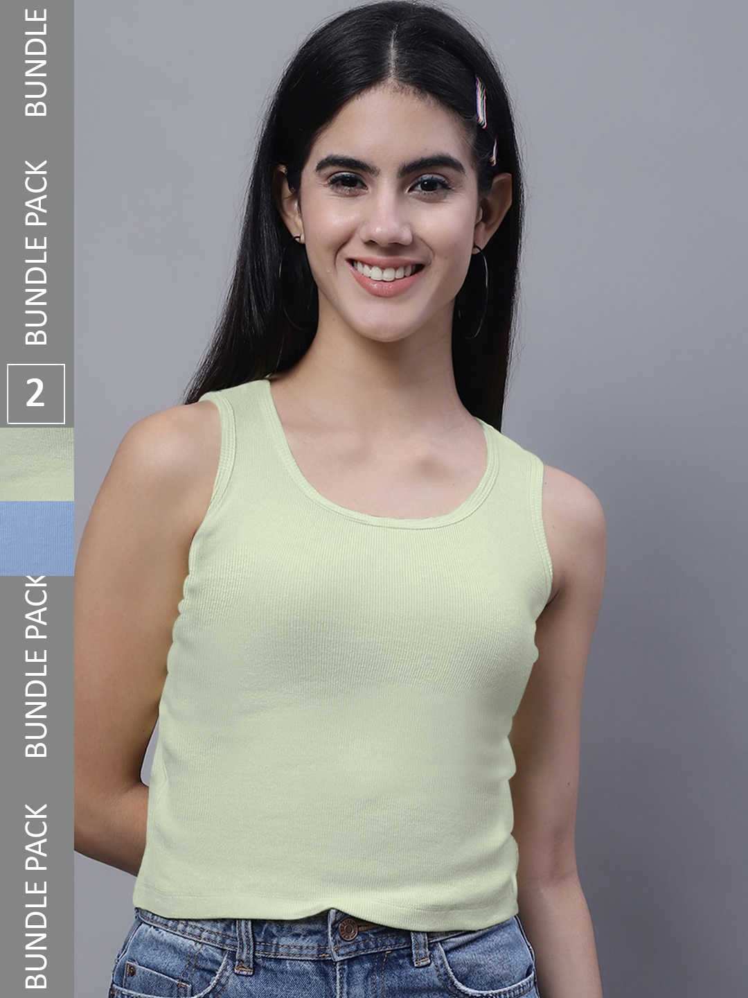 

FBAR Pack of 2 Ribbed Cotton Tank Tops, Green