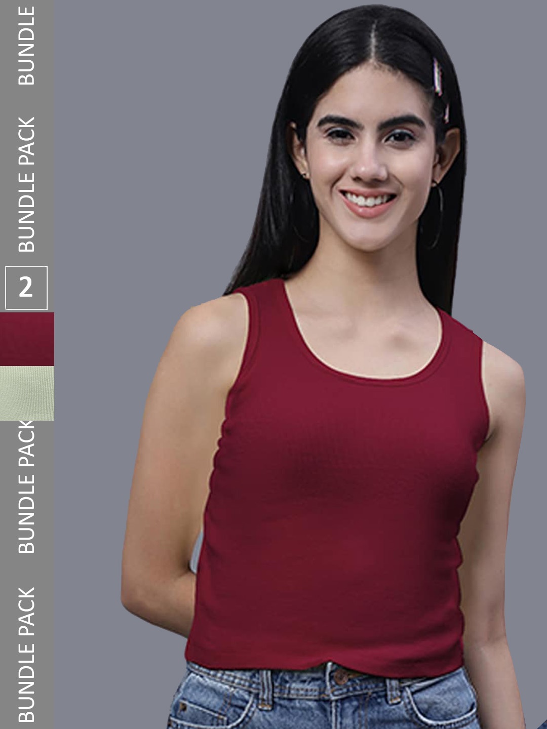 

FBAR Pack Of 2 Ribbed Cotton Tank Tops, Maroon