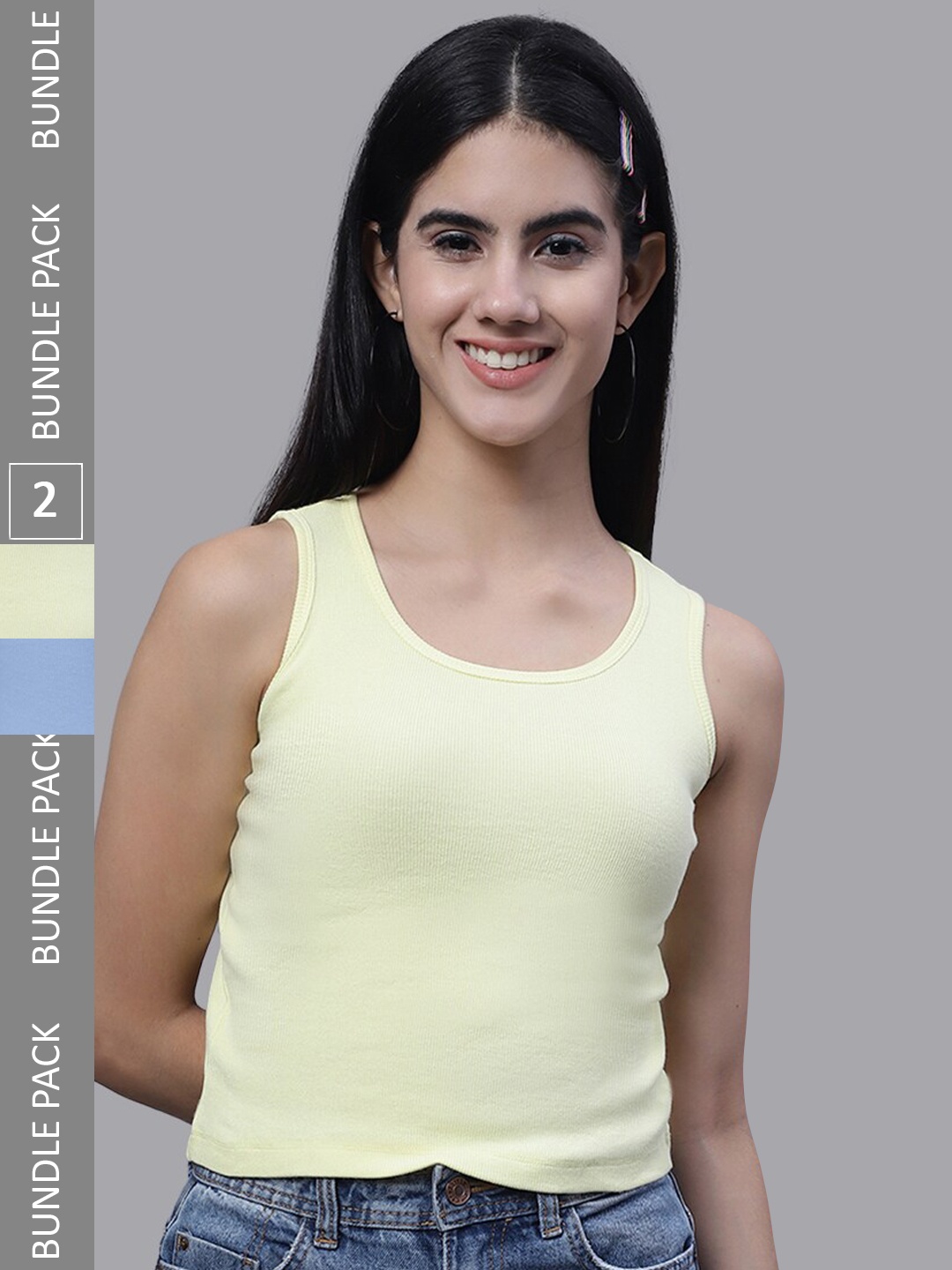 

FBAR Pack Of 2 Ribbed Cotton Tank Tops, Yellow