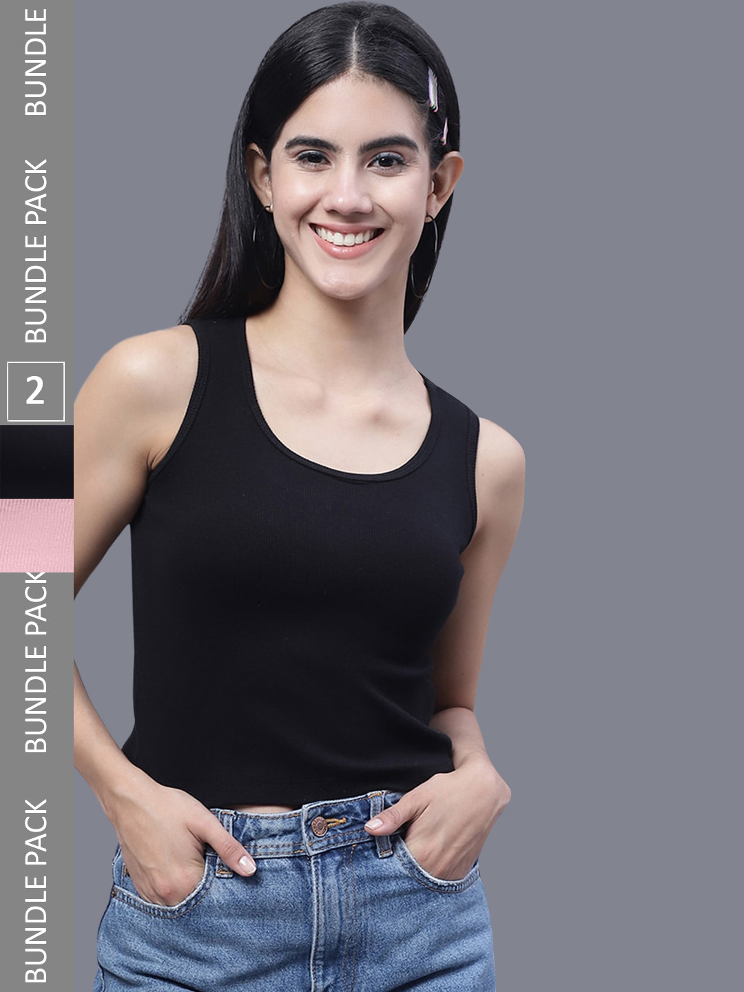 

FBAR Pack Of 2 Ribbed Cotton Tank Tops, Black