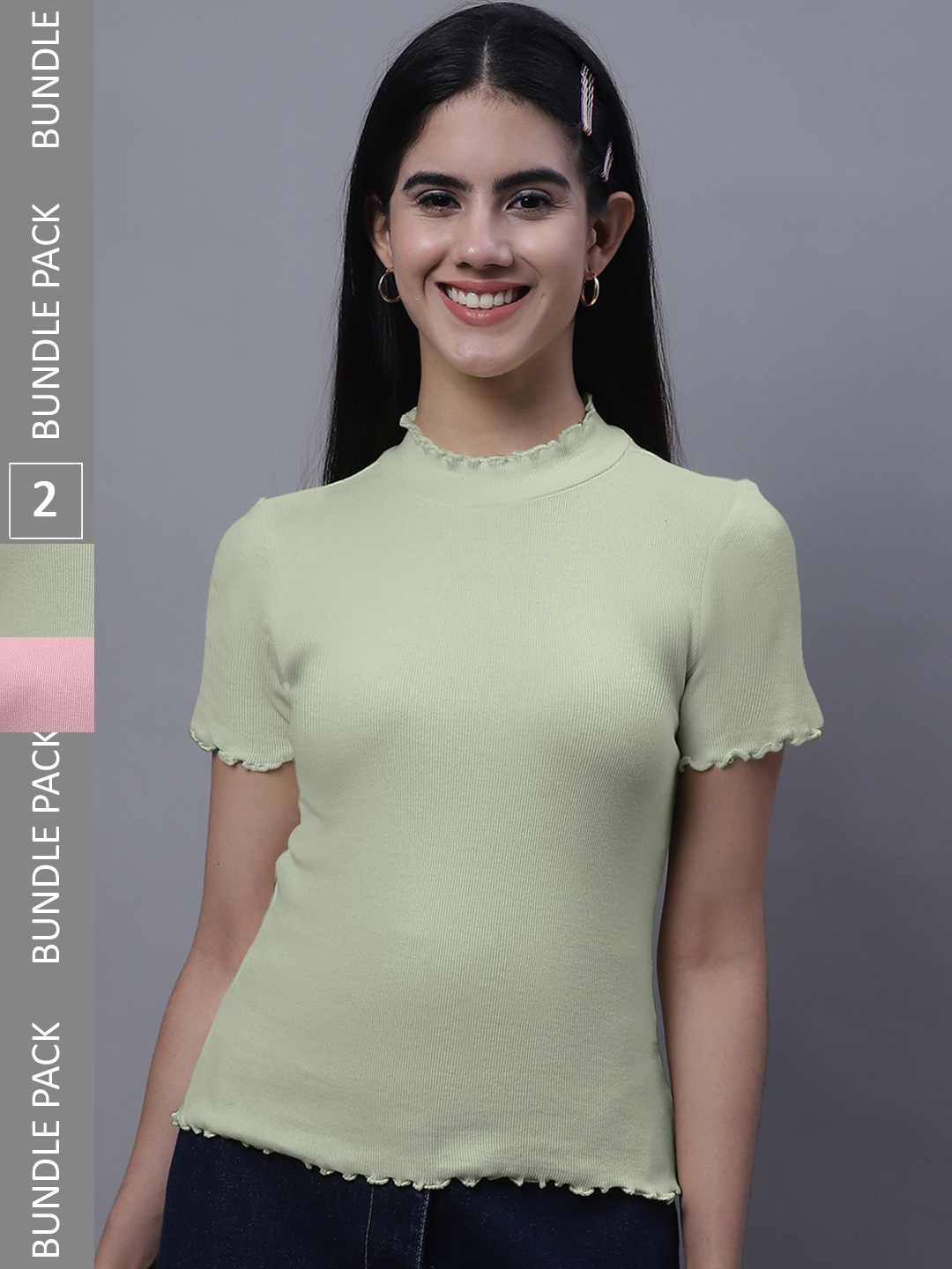 

FBAR Pack of 2 Ribbed Cotton Tops, Pink