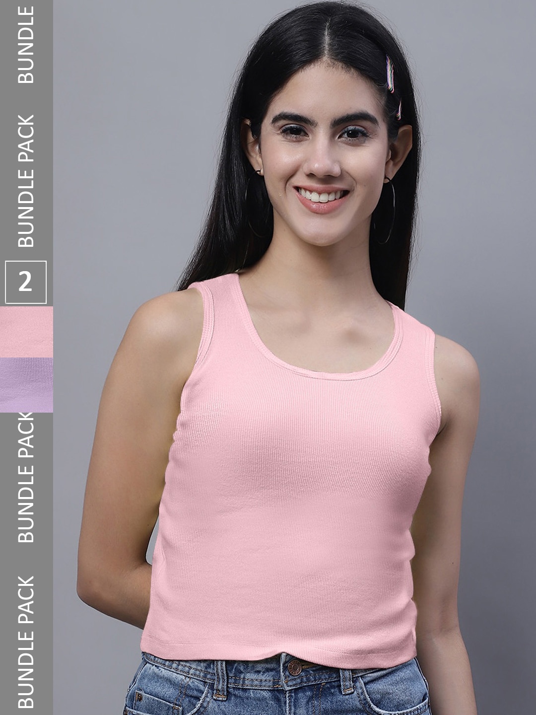 

FBAR Pack of 2 Ribbed Cotton Tank Tops, Pink