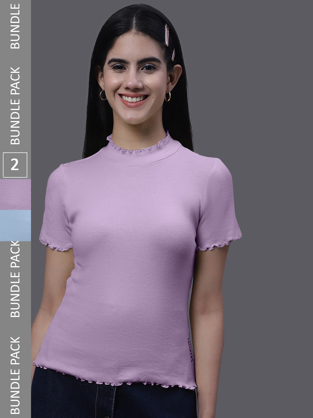 

FBAR Pack of 2 Pure Cotton Fitted Top, Lavender