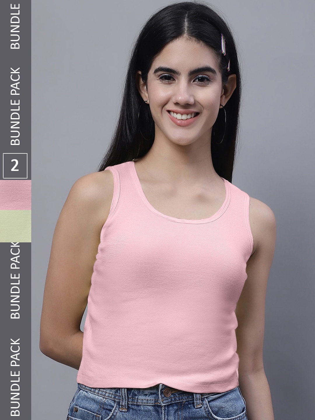 

FBAR Pack of 2 Ribbed Cotton Tank Tops, Yellow