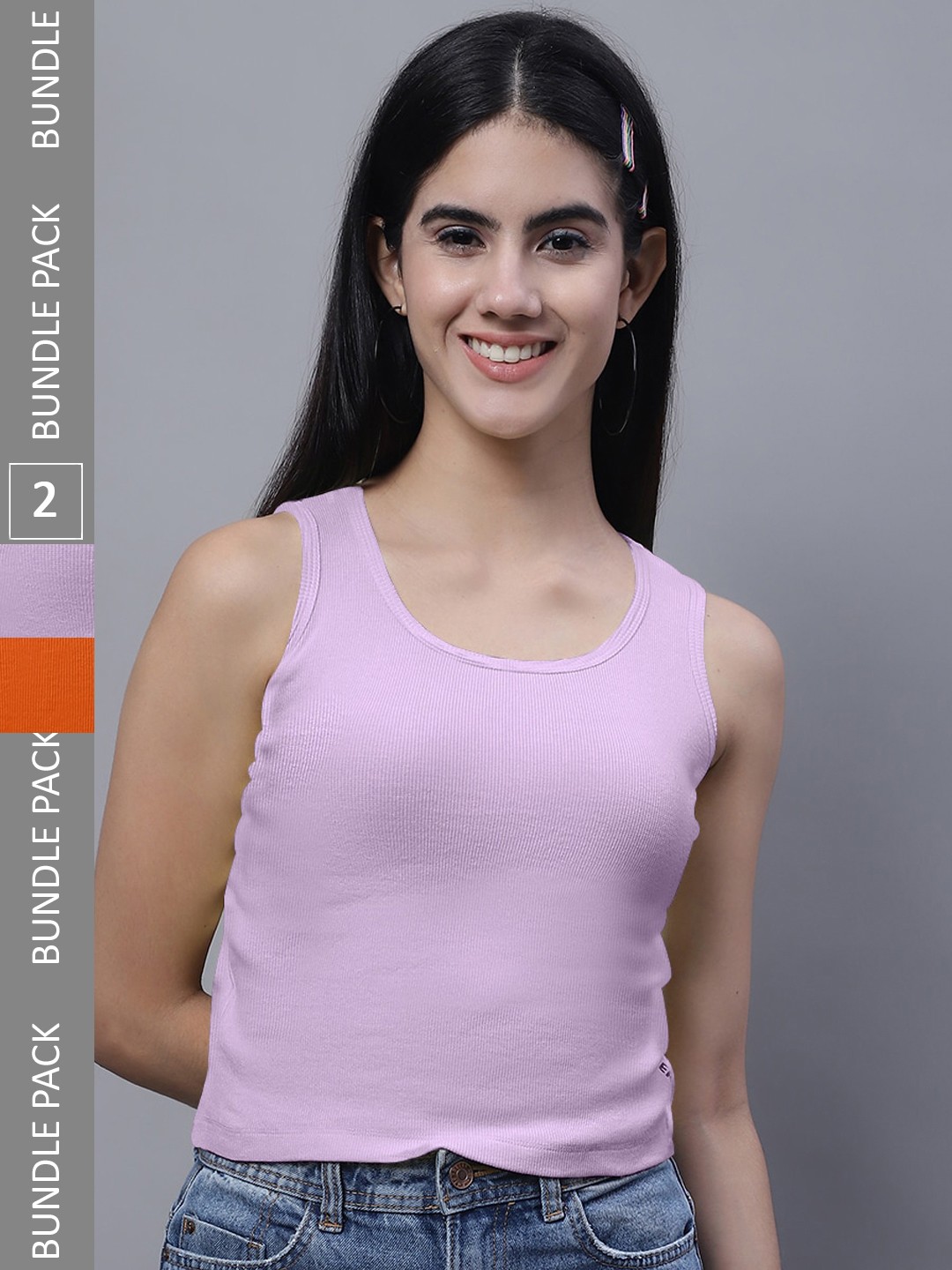 

FBAR Pack Of 2 Ribbed Cotton Tank Crop Tops, Lavender