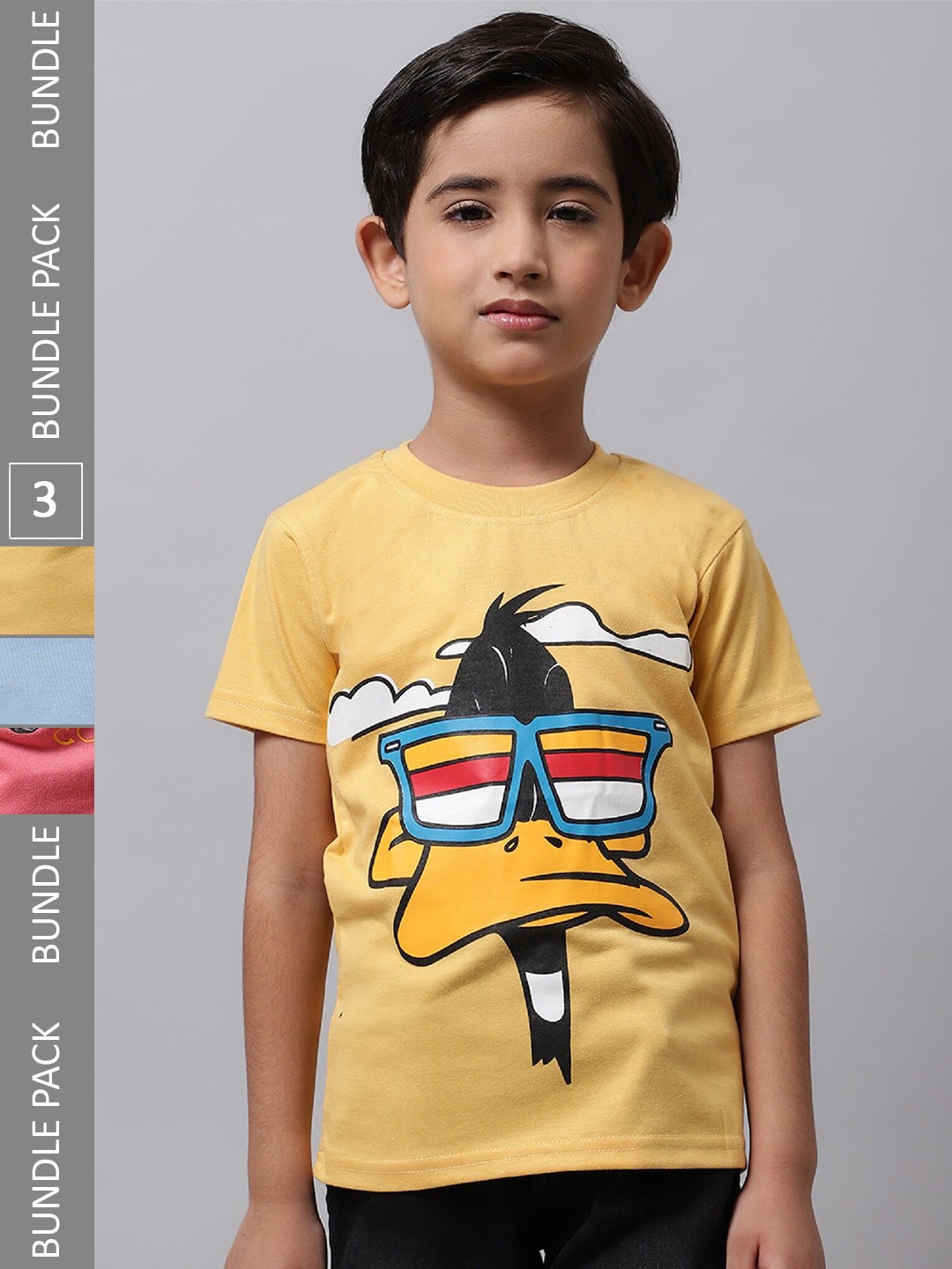 

BAESD Boys Pack Of 3 Printed Cotton T-shirt, Yellow